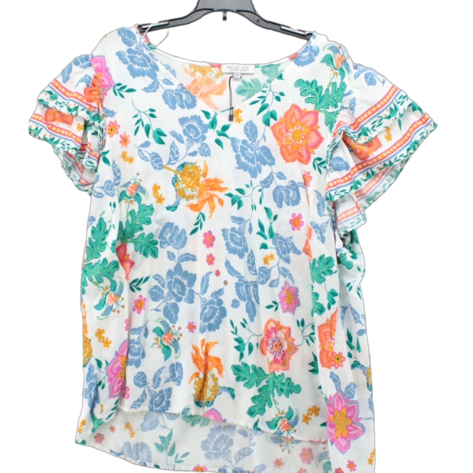 Rachel Zoe Rachel Zoe Tropical Floral Print Ruffle Sleeve Top Women's 2X Boho Beach NWOT Shirt Blouse Size XXL / US 16-18 / IT 52-54 - 1 Thumbnail