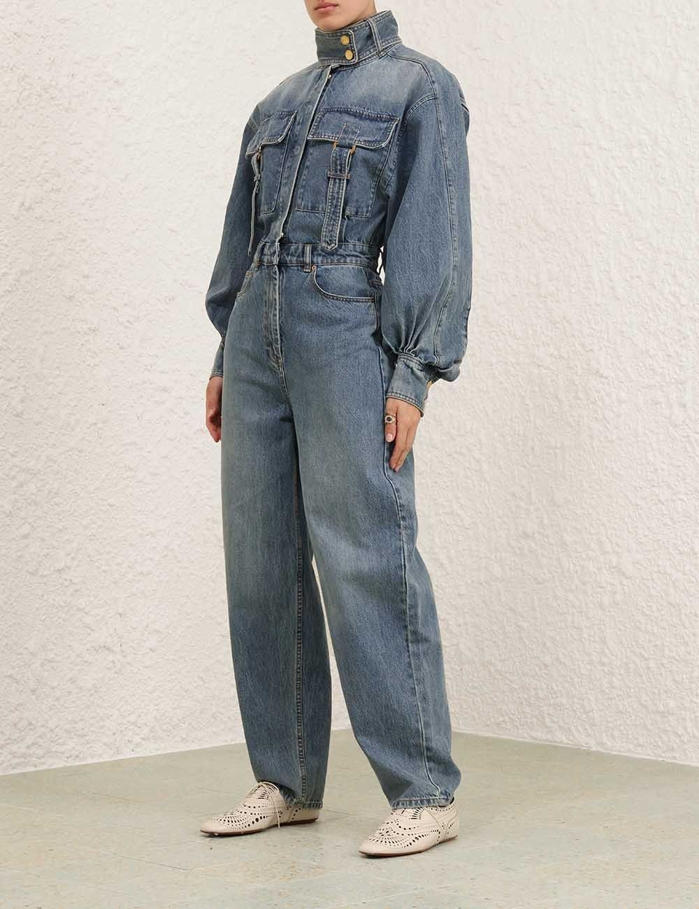 Zimmermann oc11z0925 Illustration Denim Boilersuit in Blue Size 30" / US 8 / IT 44 - 8 Thumbnail