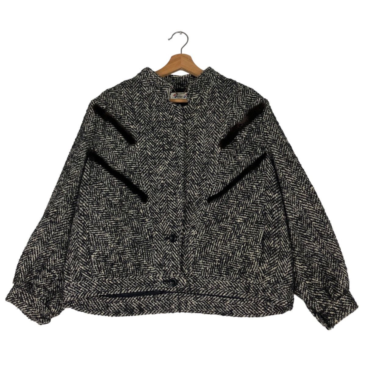Japanese Brand 🔥Vtg Herringbone Wool Jacket Asymmetric Poxket Issey Miyake Size US M / EU 48-50 / 2 - 1 Thumbnail