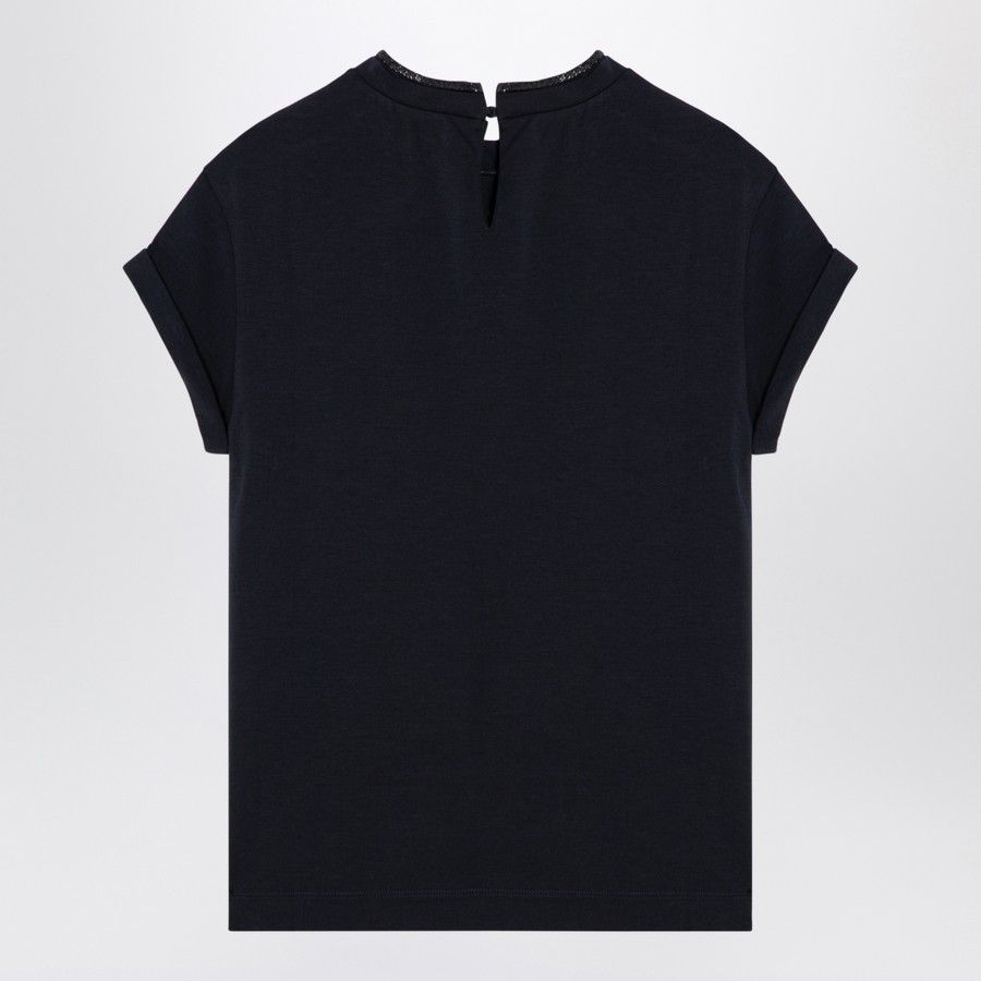 Brunello Cucinelli o1d2blof0824 Cotton Crew-Neck T-Shirt in Blue Size XS / US 0-2 / IT 36-38 - 2 Thumbnail