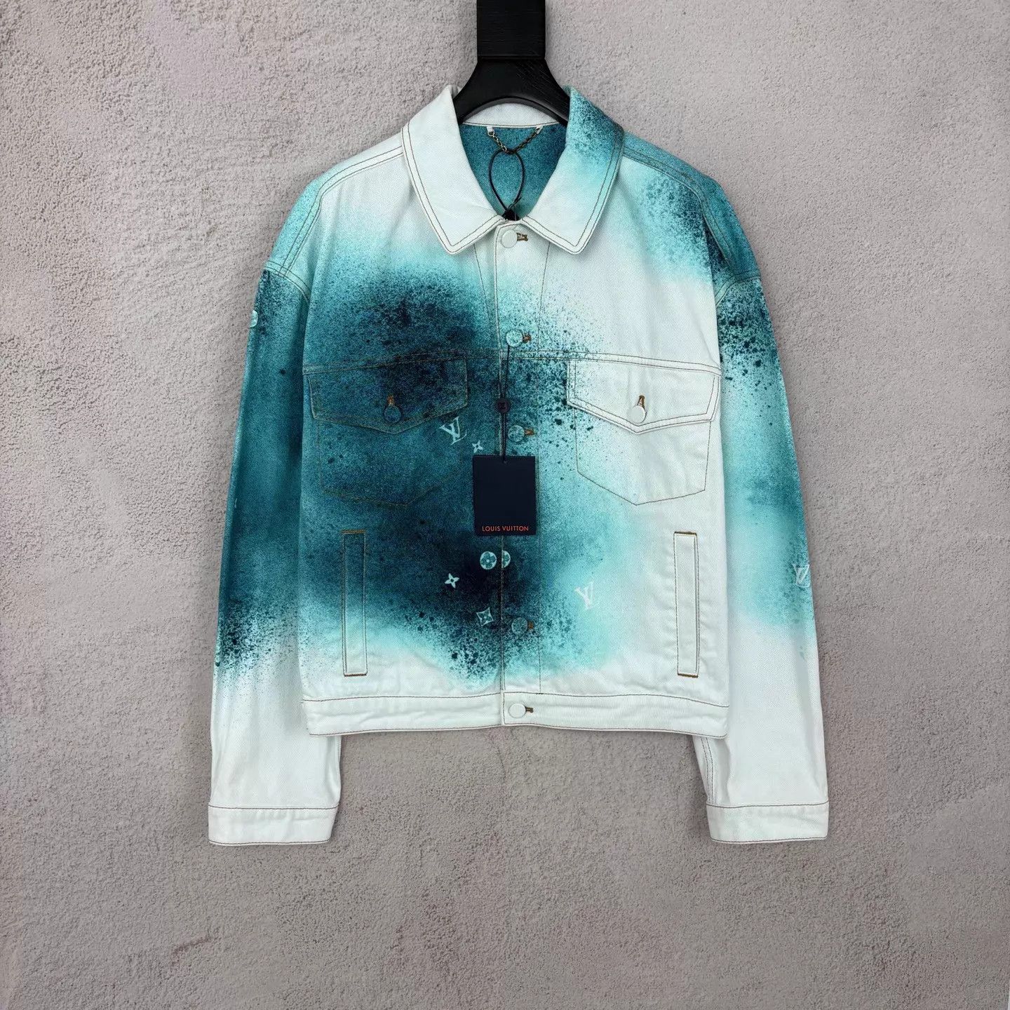 Louis Vuitton LV blue white ink wash denim jacket 50 Size US M / EU 48-50 / 2 - 1 Thumbnail