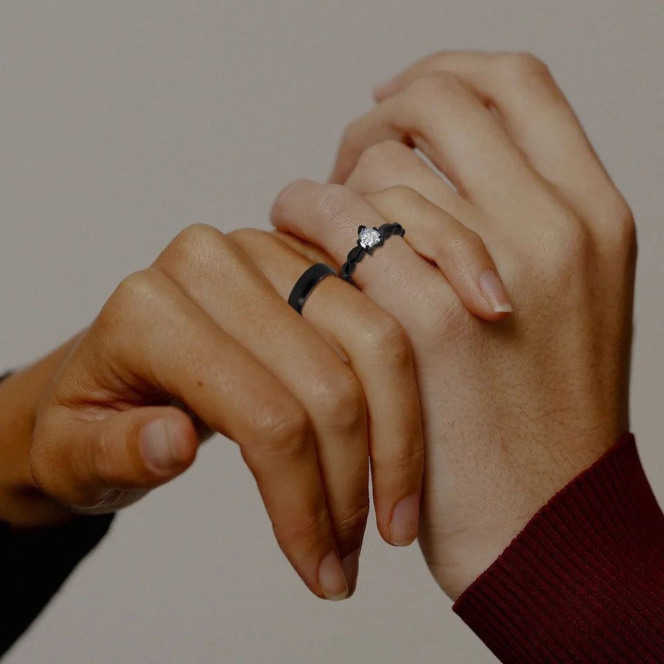 Other Romantic Heart CZ Stone Couple Wedding Rings Size ONE SIZE - 3 Thumbnail