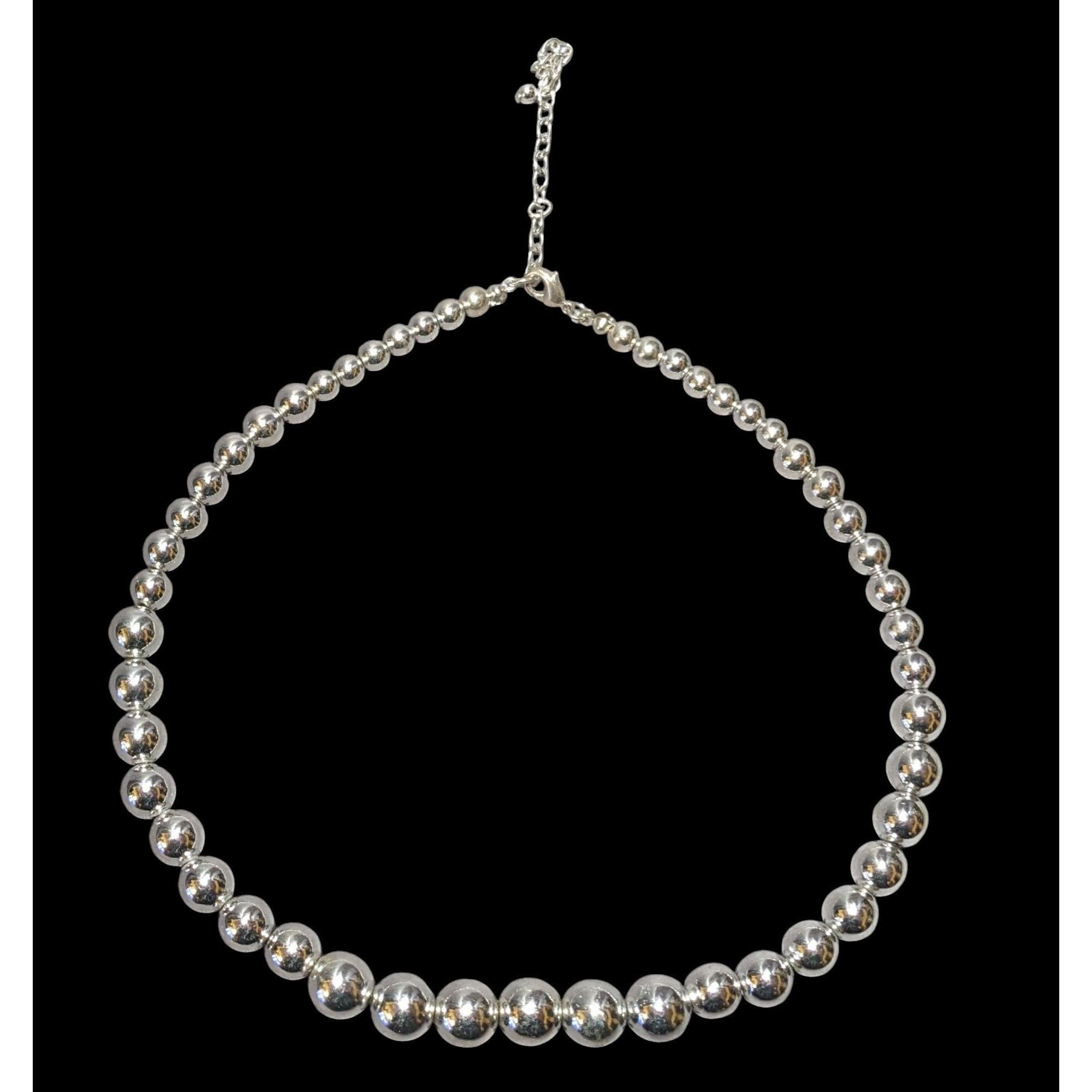 Other Metallic Silver Graduated Beaded Necklace Size ONE SIZE - 1 Thumbnail