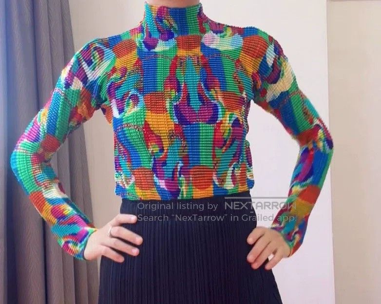 Issey Miyake Issey Miyake Colorful Turtleneck Top Size M / US 6-8 / IT 42-44 - 2 Thumbnail