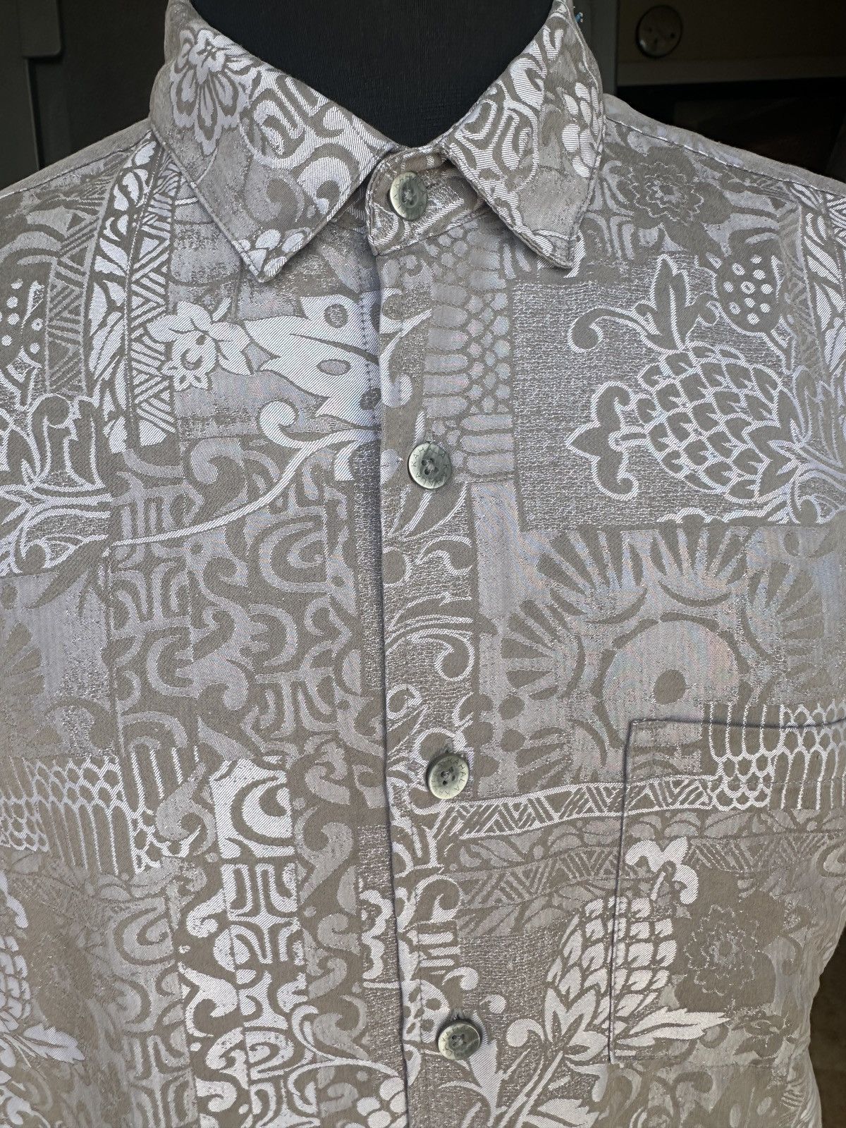 Other PreOwned Kahala Hawaiian Print Full Button Gray Men's Large Size US L / EU 52-54 / 3 - 3 Thumbnail