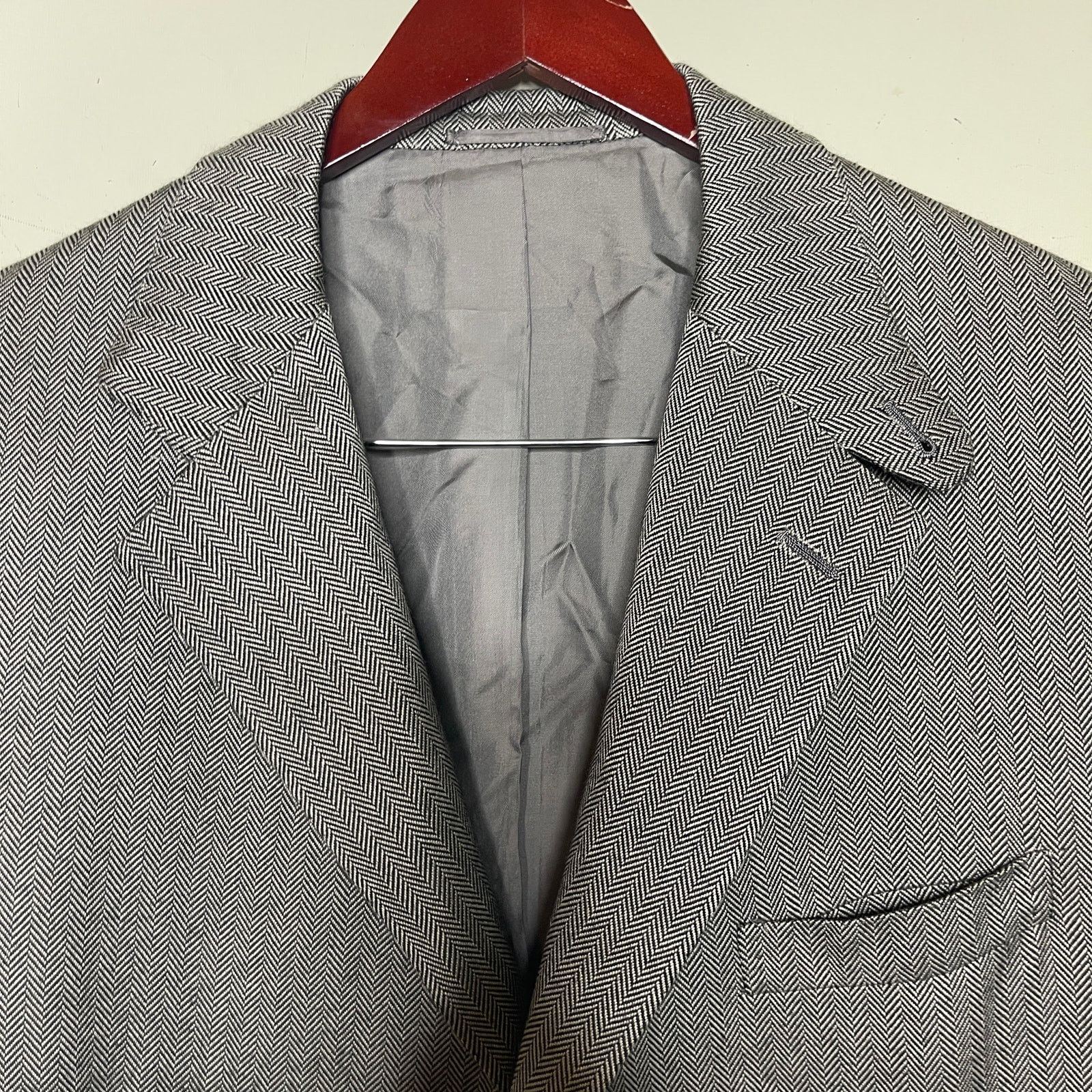 Ralph Lauren Purple Label Ralph Lauren Purple label Grey Herringbone silk cashmere Size 46R - 6 Thumbnail