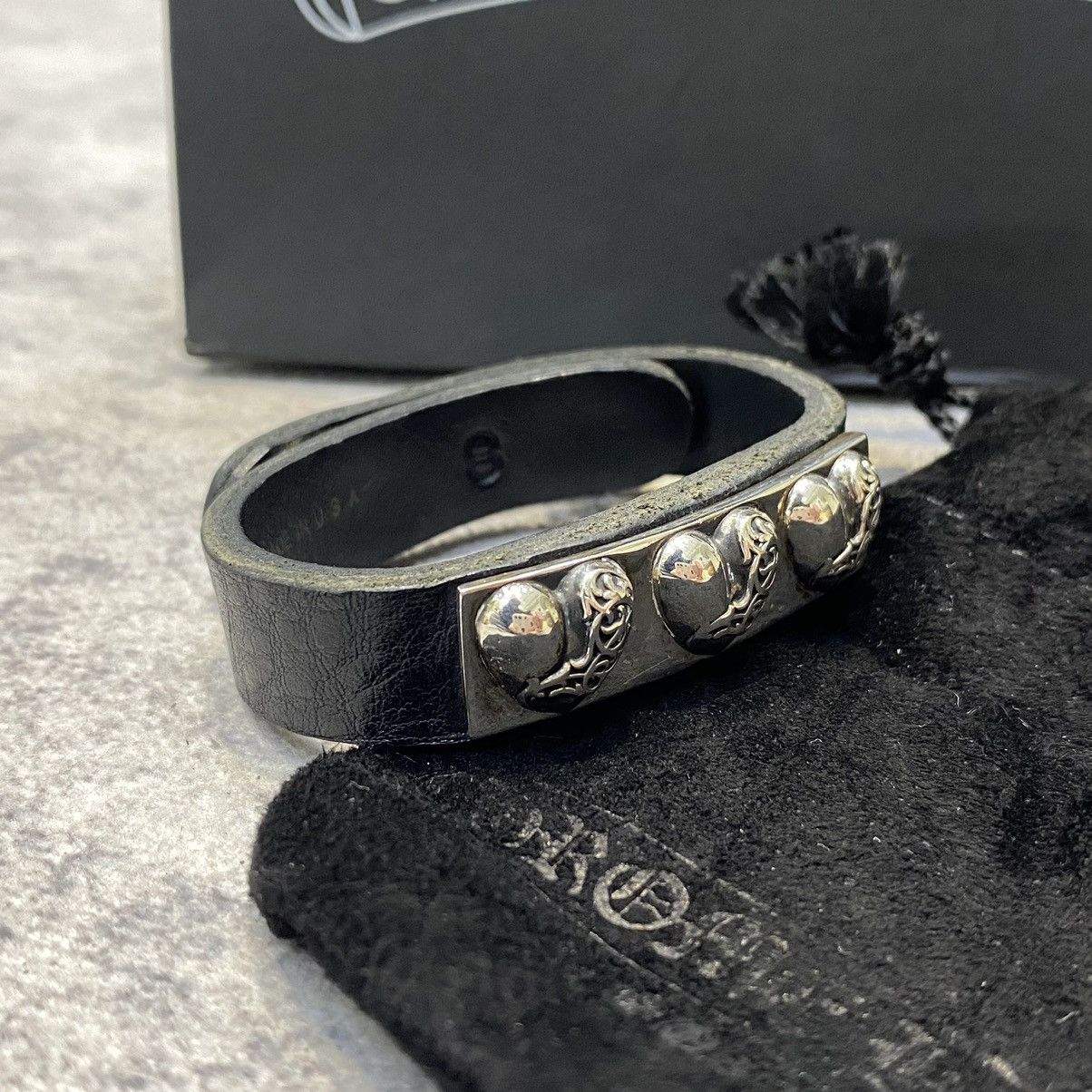 Chrome Hearts Chrome Hearts Heart Plate Leather Bracelet silver Size ONE SIZE - 2 Thumbnail