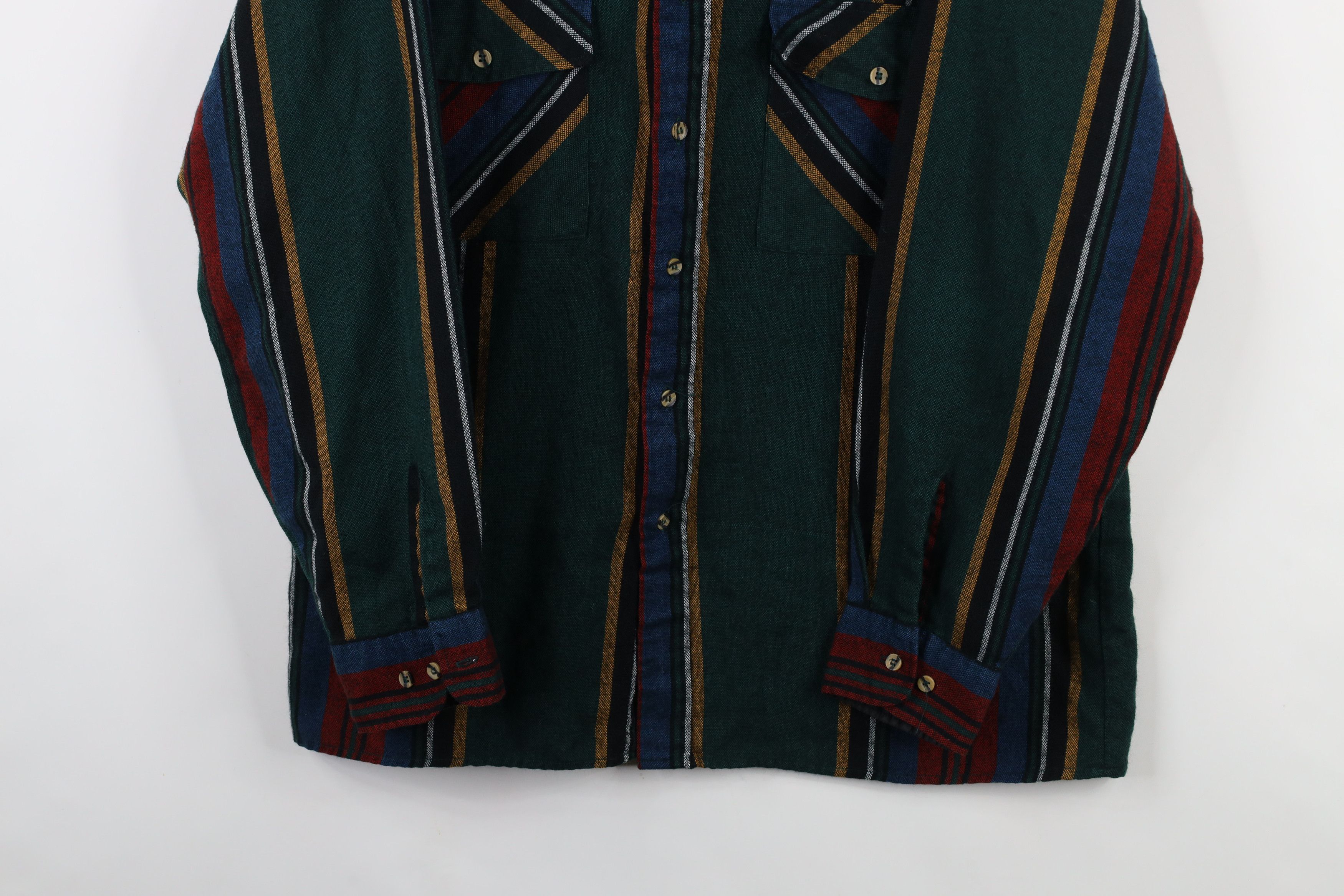 Vintage Vintage 90s Streetwear Rainbow Striped Knit Button Shirt Size US L / EU 52-54 / 3 - 3 Thumbnail