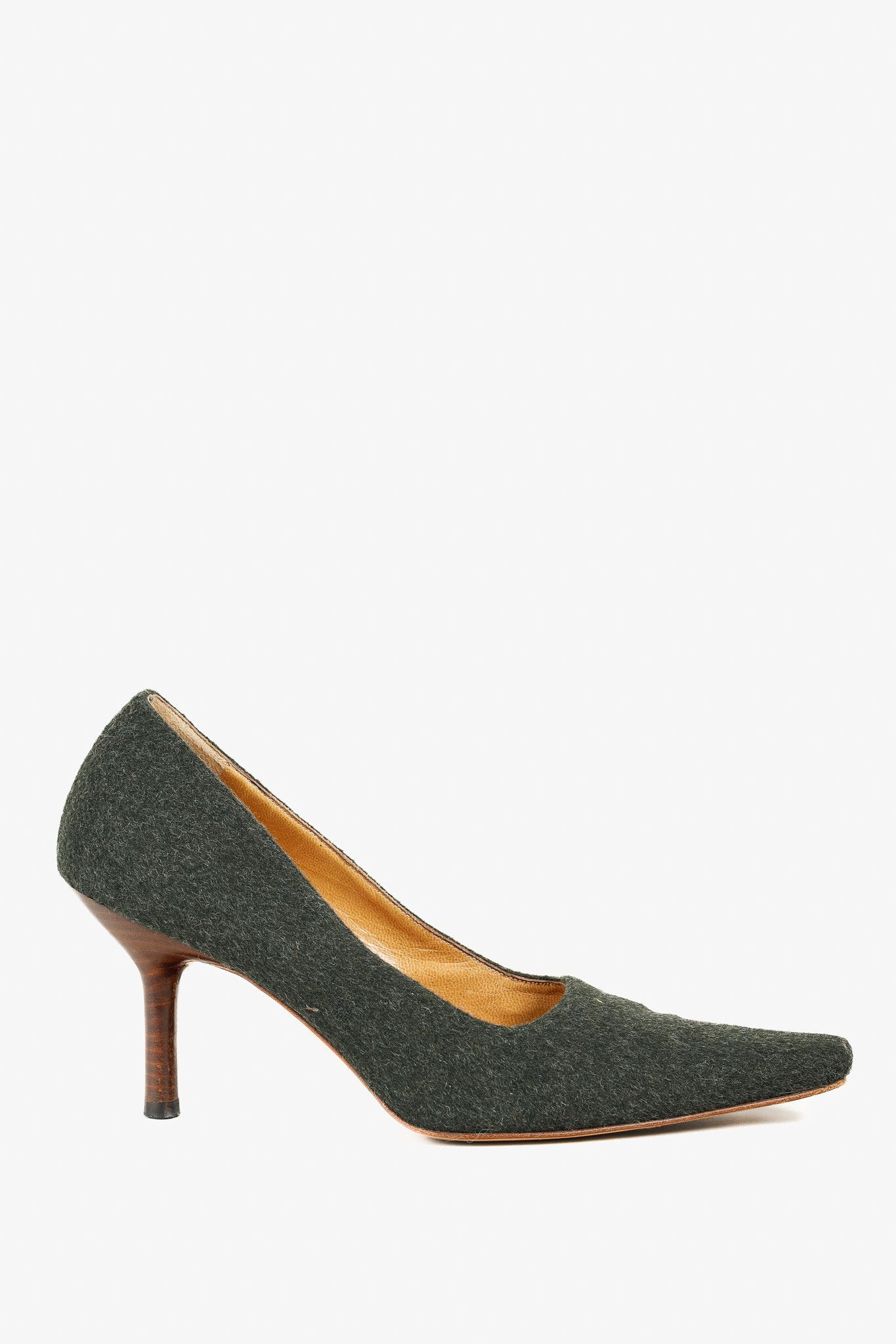 Gucci × Tom Ford Gucci Tom Ford Era Green Wool Pointed-Toe Heels Size US 7.5 / IT 37.5 - 1 Thumbnail