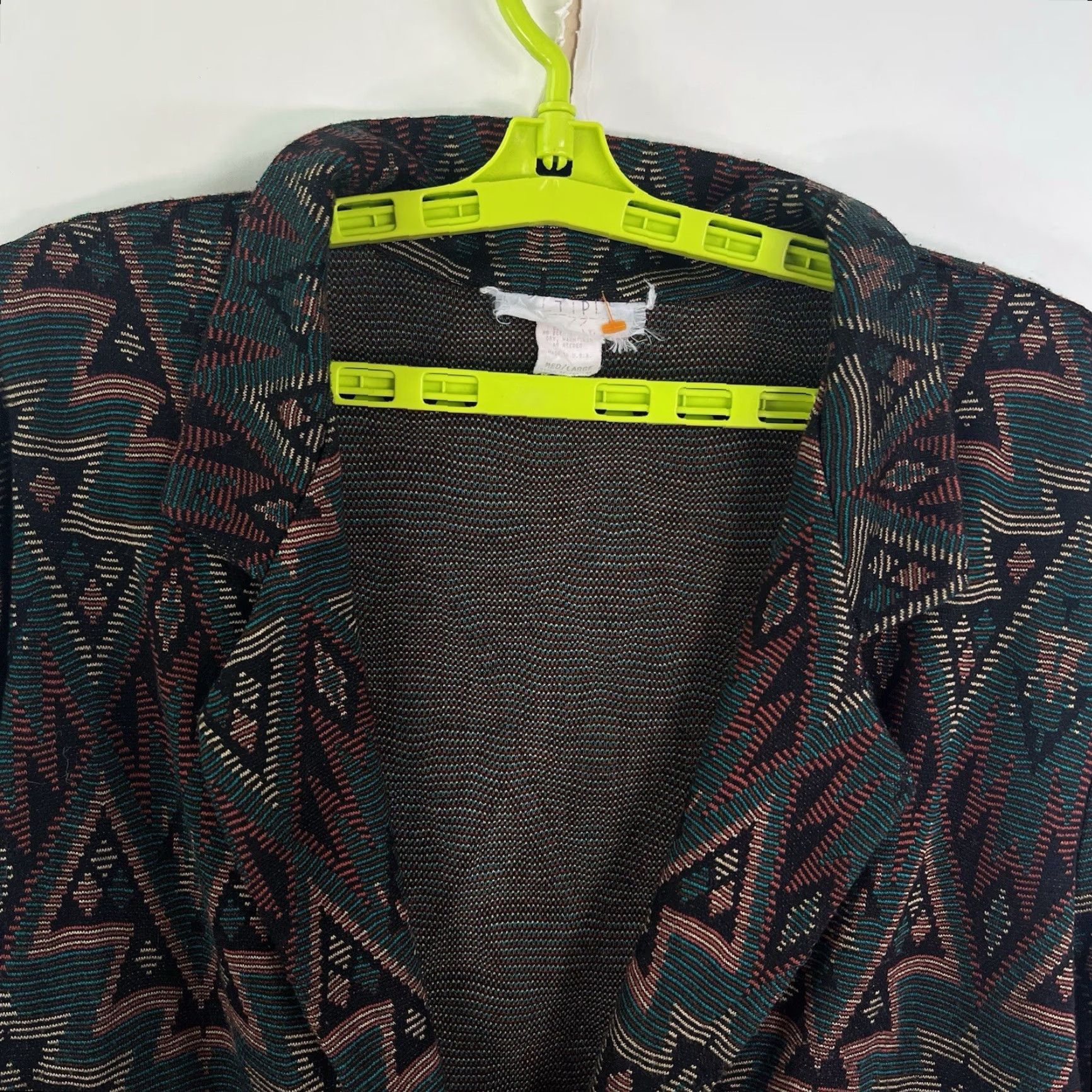 Lucky Brand VINTAGE Lucky Brand Cardigan Sweater Geometric Western Open Knit L Women Brown Included: Button Accents, Western Pattern, Geometric Knit Size L / US 10 / IT 46 - 3 Thumbnail