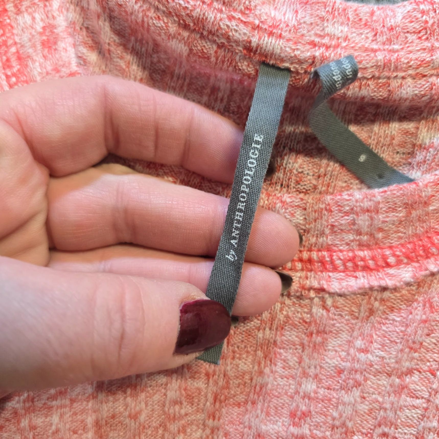 Anthropologie Anthropologie Shirt Womens Small Orange Pink Thermal Waffle Knit Casual Capsule Regular Fit Size S / US 4 / IT 40 - 5 Thumbnail