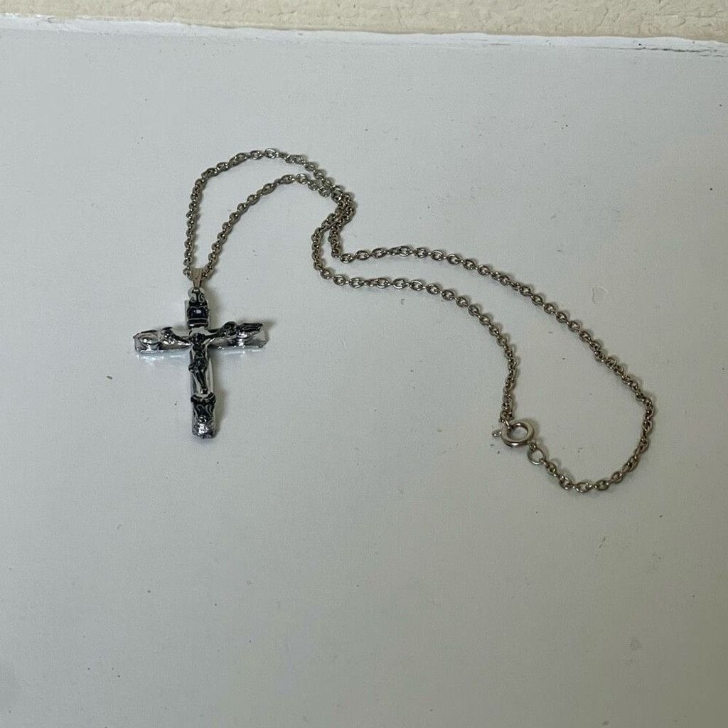 Other Vintage Crucifix Cross Silver Pendant Women Men’s 18” Chain Size ONE SIZE - 3 Thumbnail