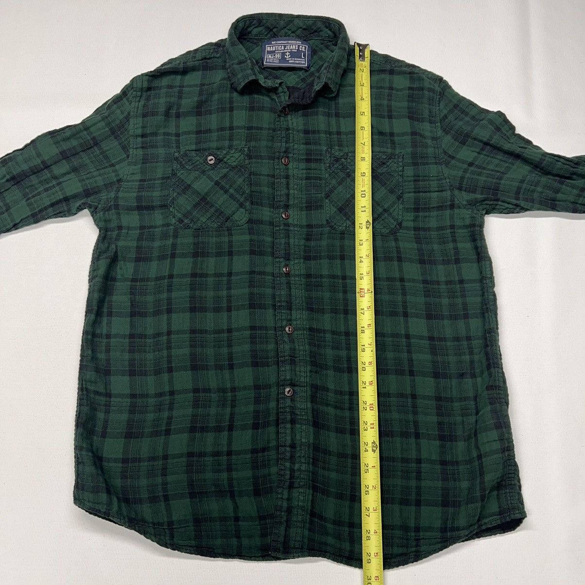 Nautica Nautica Jeans Co Flannel Shirt Green Button Plaid Pockets Size US L / EU 52-54 / 3 - 15 Thumbnail
