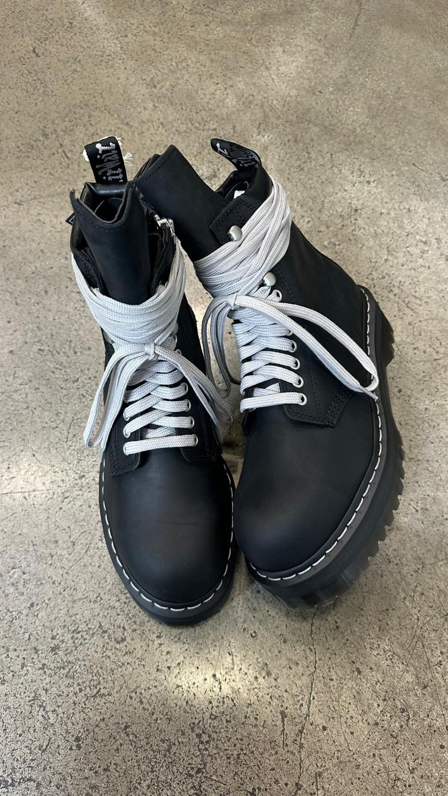 RICK OWENS - Dr.Martens Quad Sole Steel Toe Boot Black