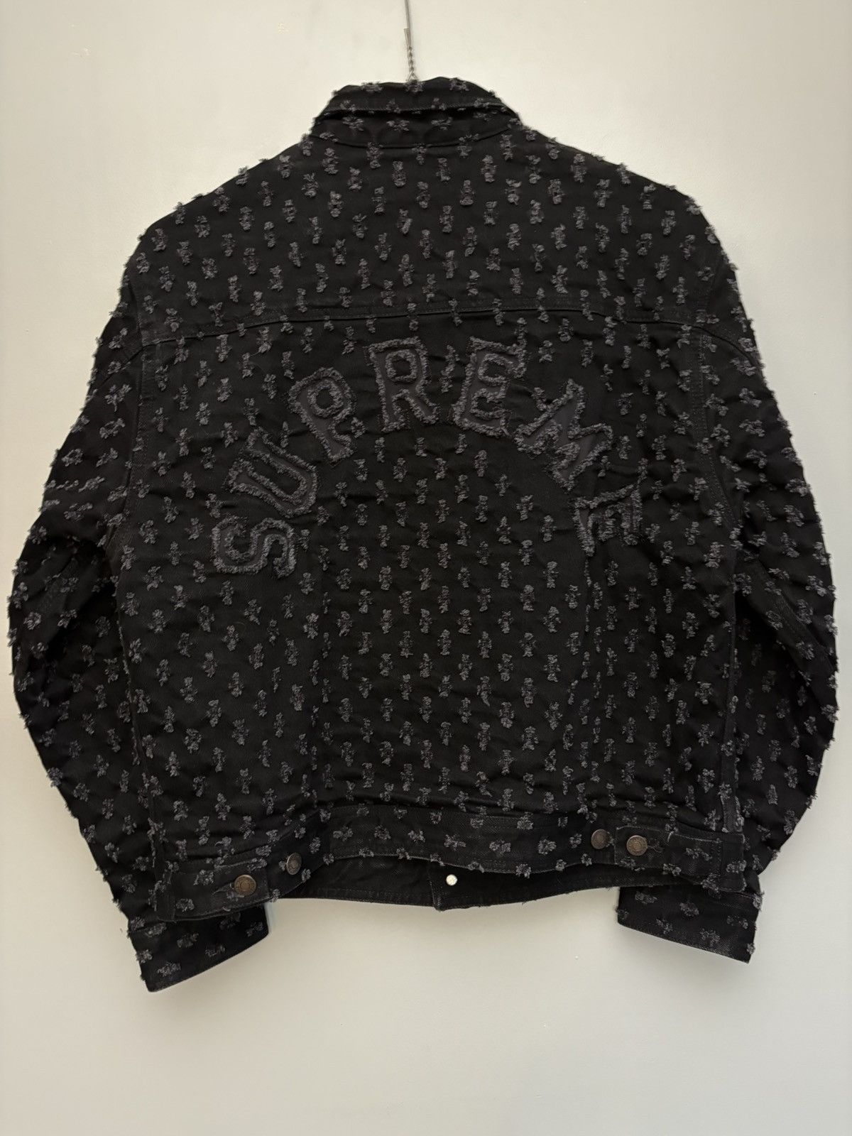 Supreme Supreme Velvet Trucker Jacket Black Sacred Hearts | Grailed