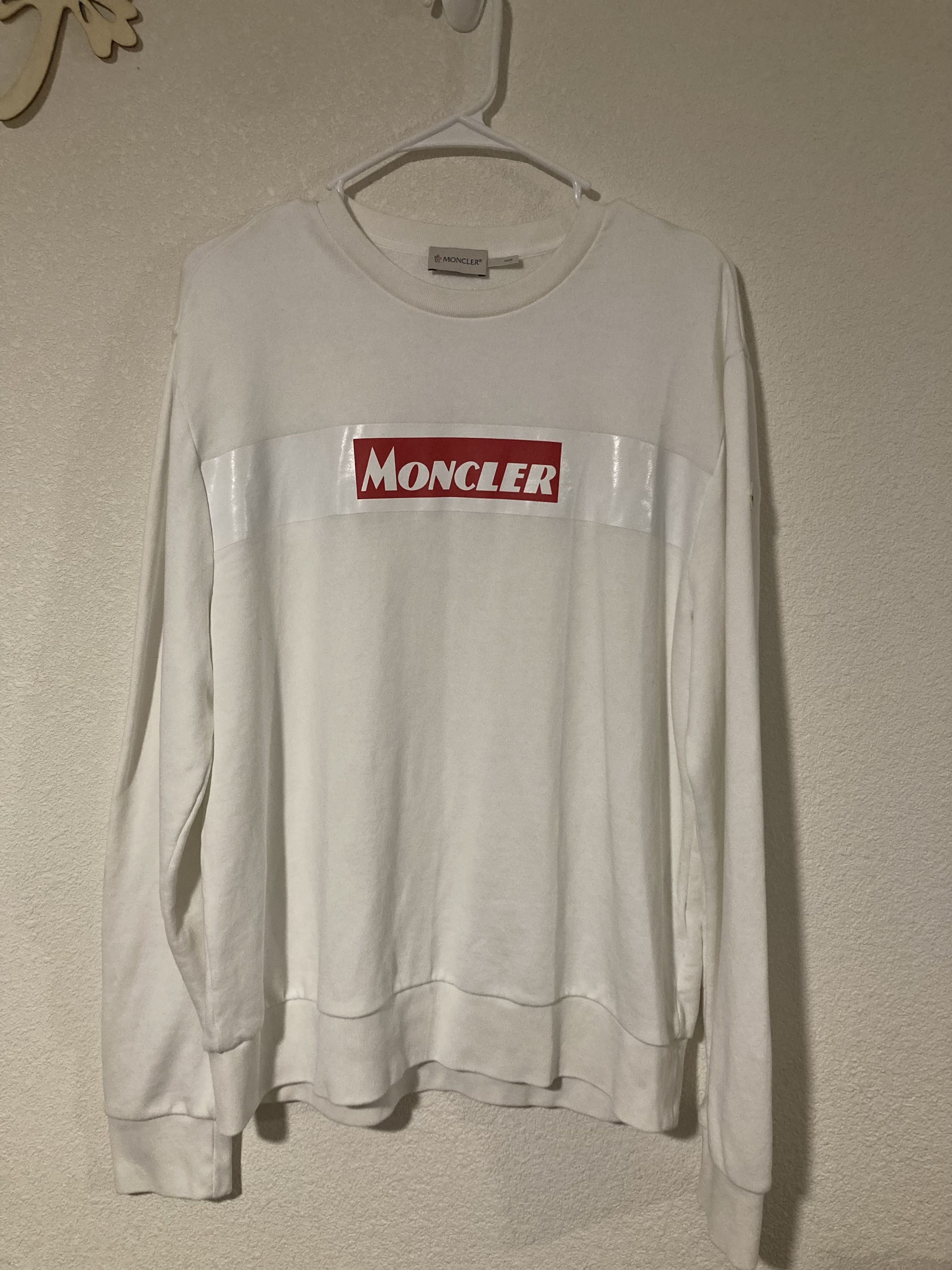 Moncler Men's Long-Sleeve Logo Stamp Sweatshirt XL