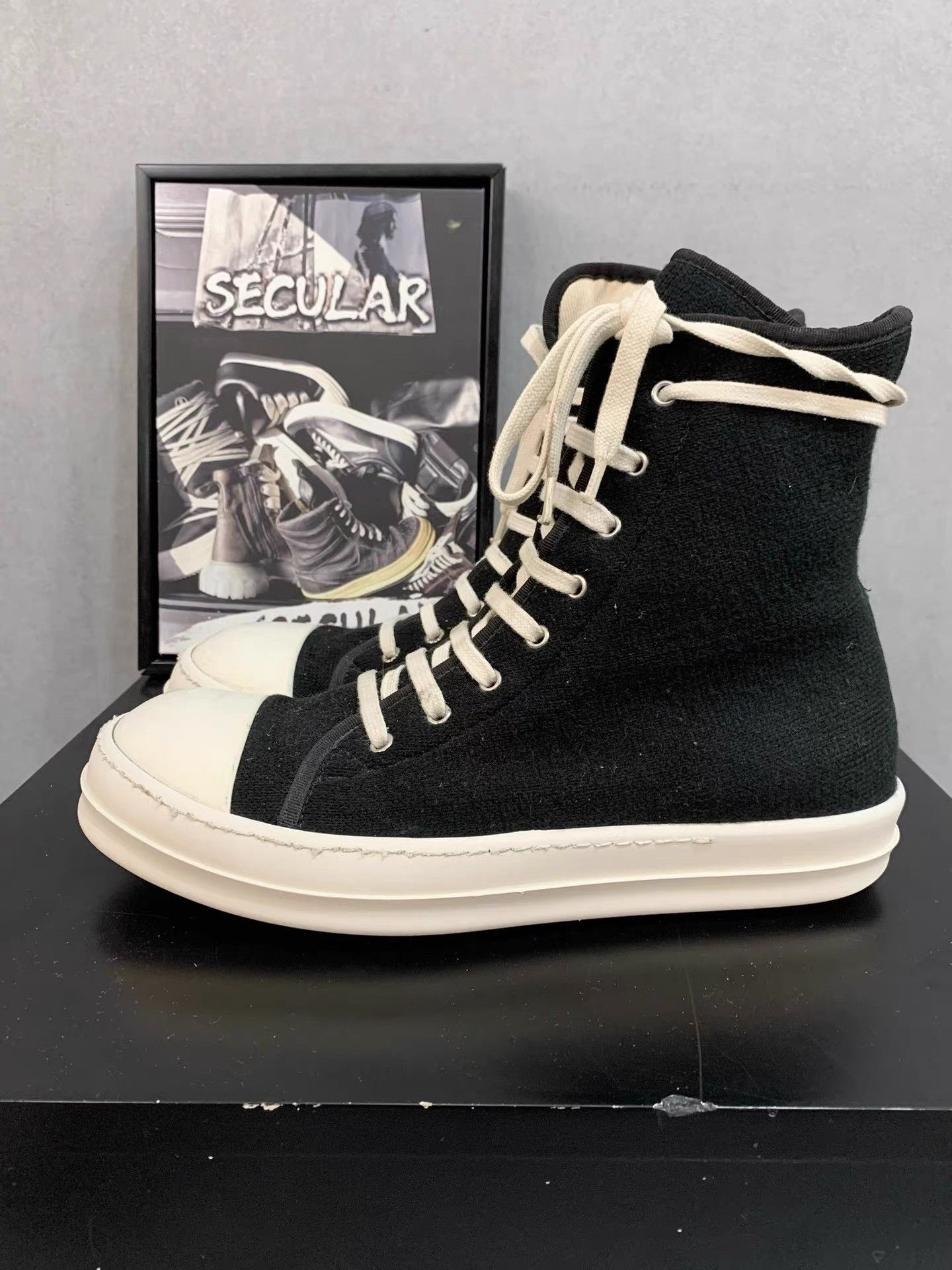 Rick Owens Rick Owens DRKSHDW Lambskin High-Top Sneakers K34 Size US 8.5 / EU 41-42 - 2 Thumbnail