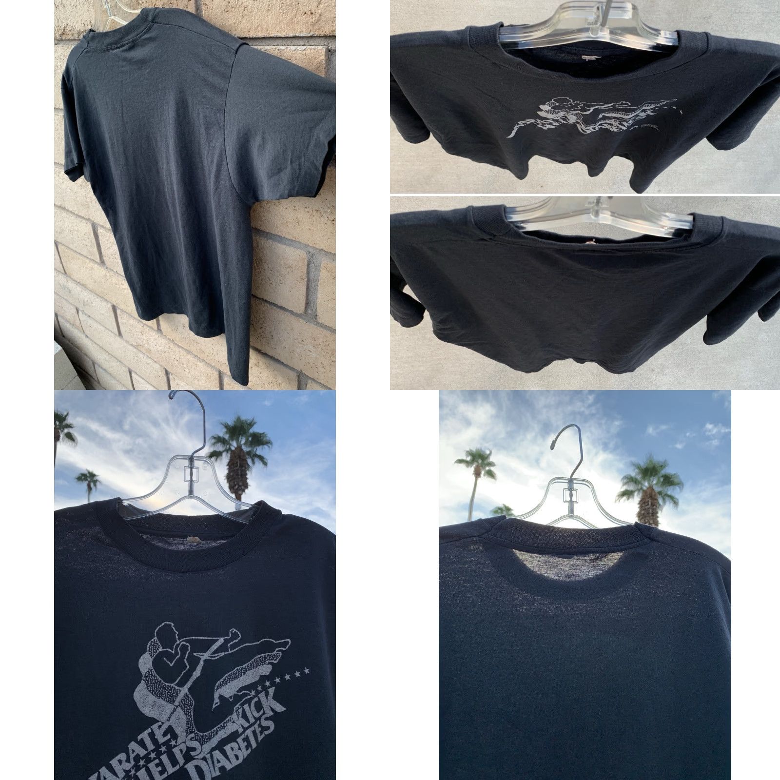 Vintage VINTAGE Screen Stars T-Shirt Karate Helps Kick Diabetes Graphic Black XL Unisex Adults 1980s 80s Size US XL / EU 56 / 4 - 8 Thumbnail