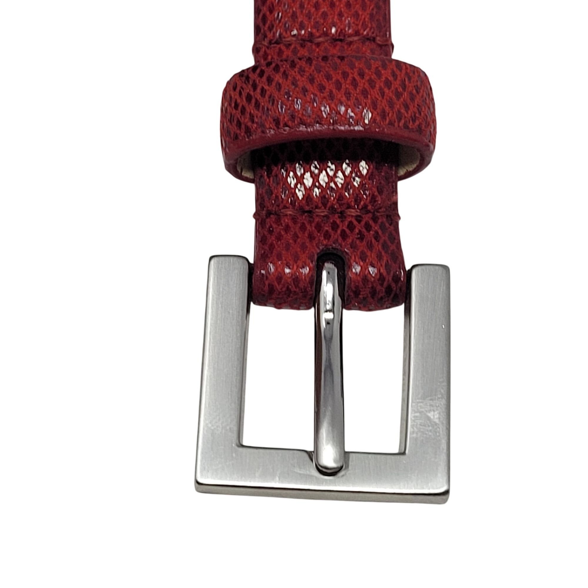 Vintage Vtg 80s Red Snake Python Embossed Skinny Leather Cincher Bel Size ONE SIZE - 2 Thumbnail