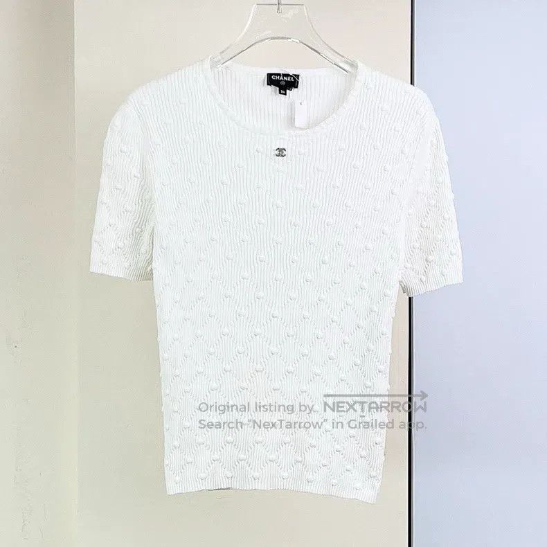 Chanel Chanel 22B white three-dimensional dot knitted short sleev Size XXS / US 00 / IT 34 - 1 Thumbnail
