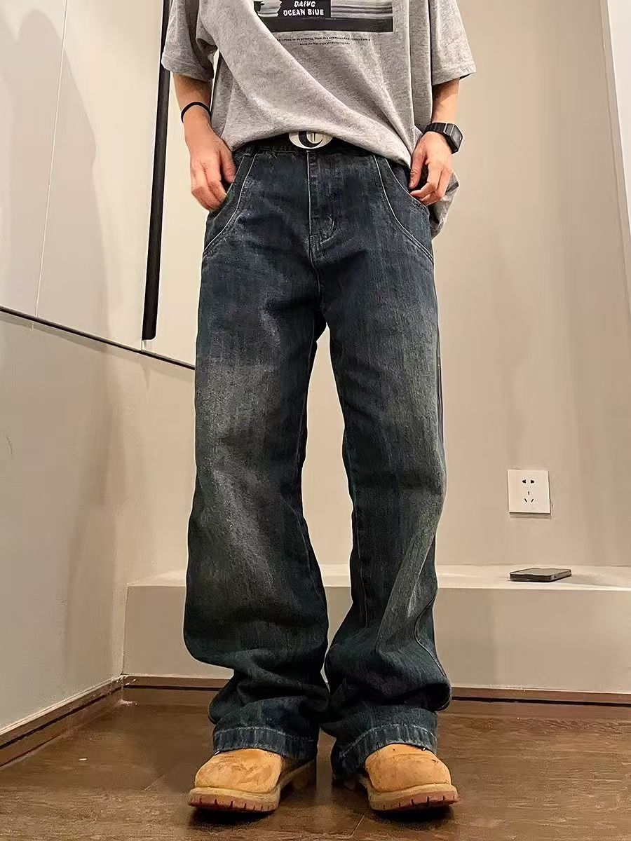 Vintage American retro street washed distressed wide-leg jeans Size US 32 / EU 48 - 2 Thumbnail