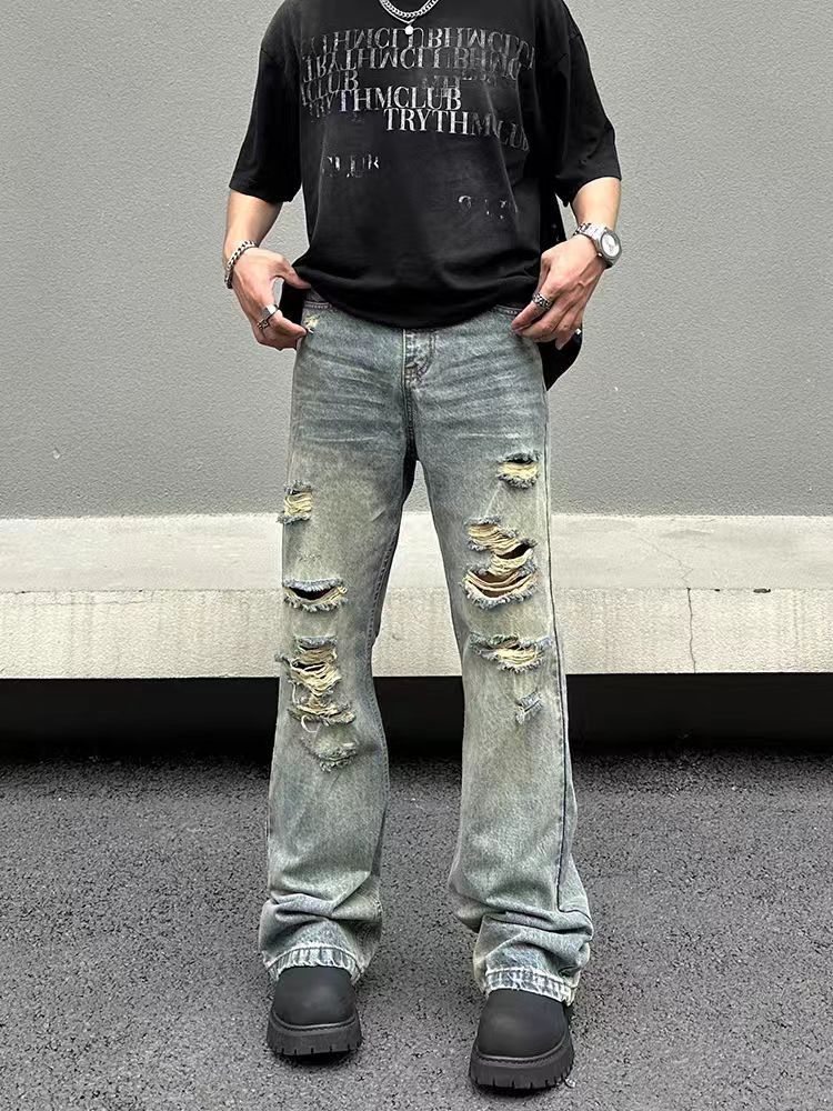 Japanese Brand × Jean Hip hop vintage washed and distressed ripped jeans Size US 30 / EU 46 - 5 Thumbnail