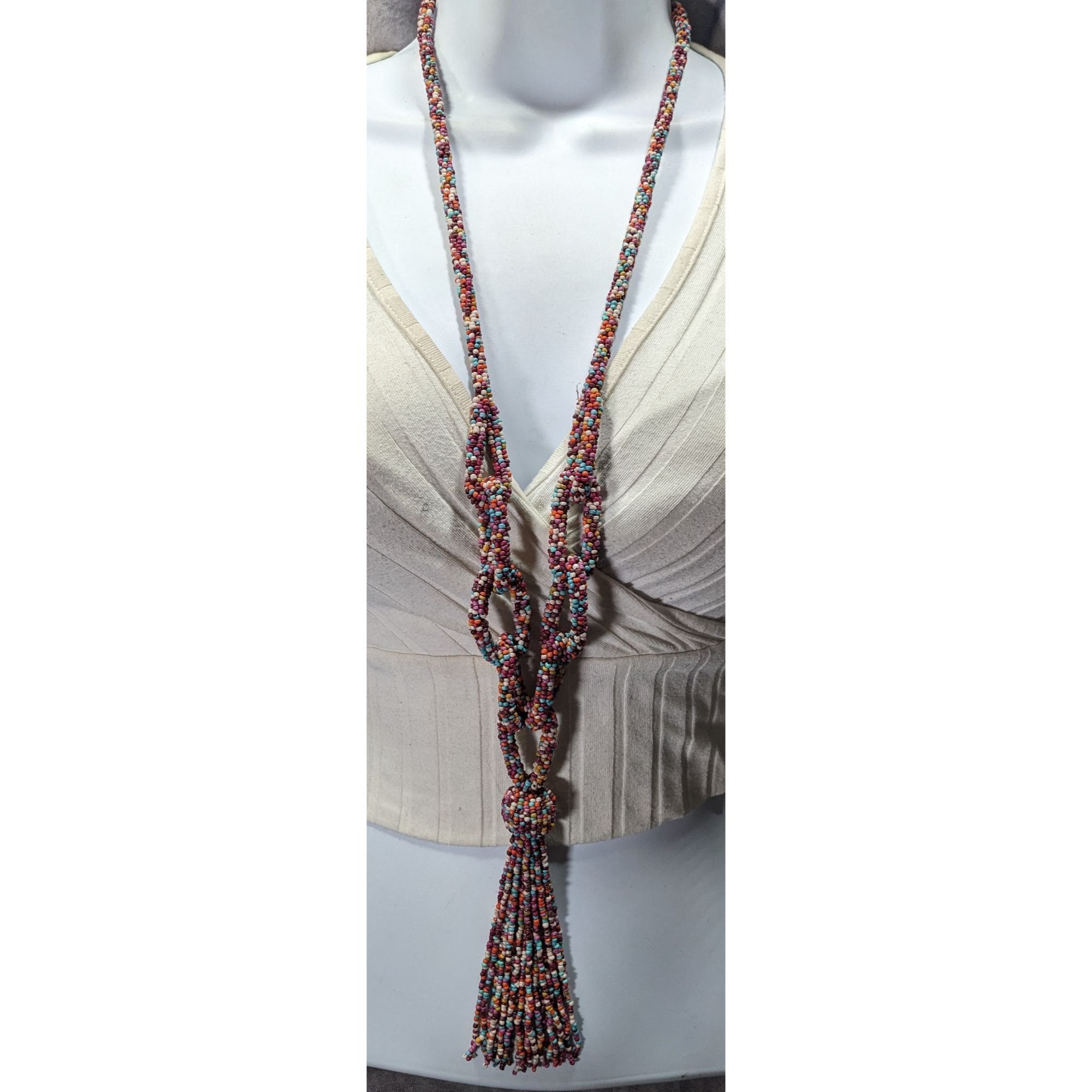 Other C Est 1946 Rainbow Glass Beaded Link Tassel Necklace Size ONE SIZE - 2 Thumbnail