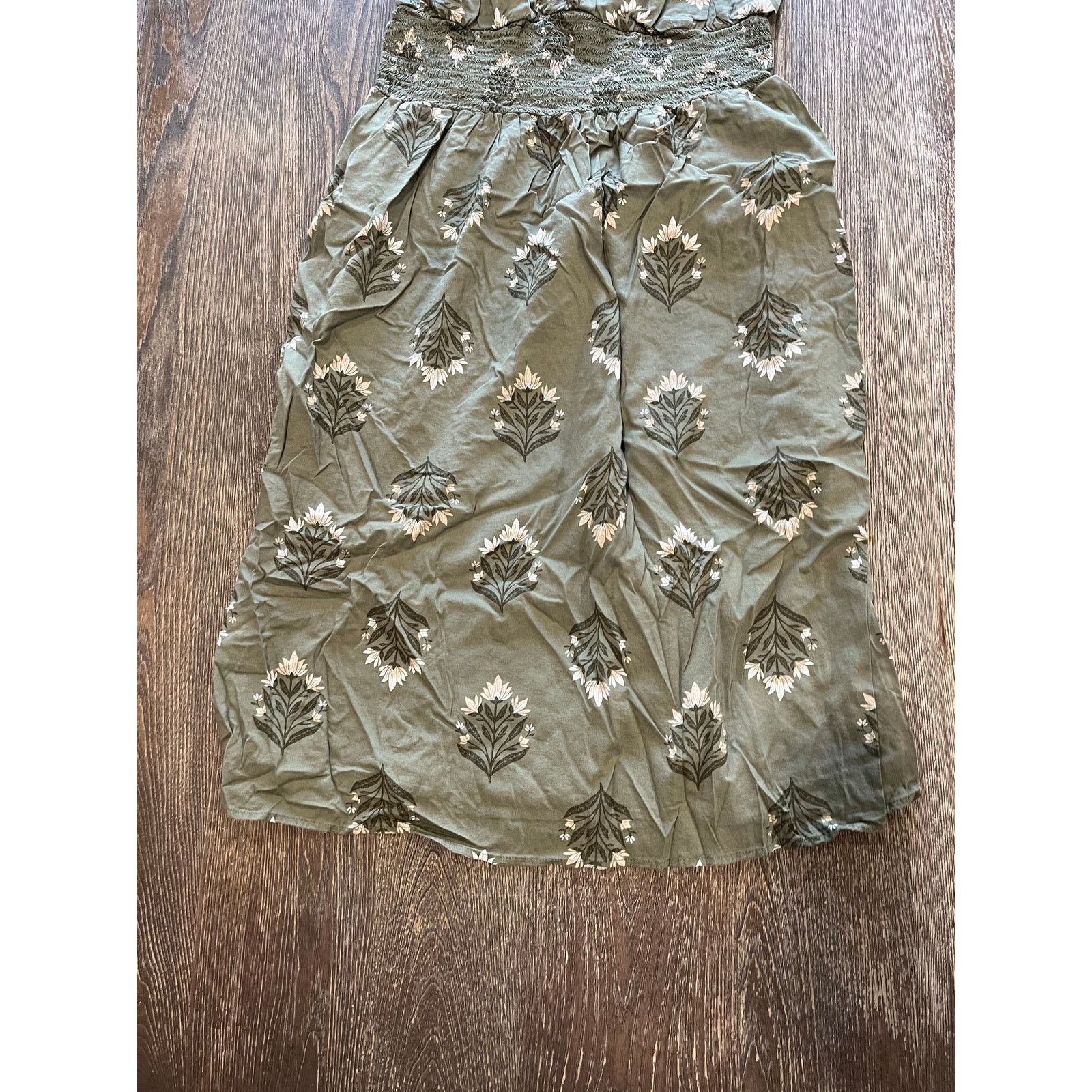 Old Navy Old Navy Midi Dress Floral Sleeveless V-Neck Green Size L Size L / US 10 / IT 46 - 2 Thumbnail