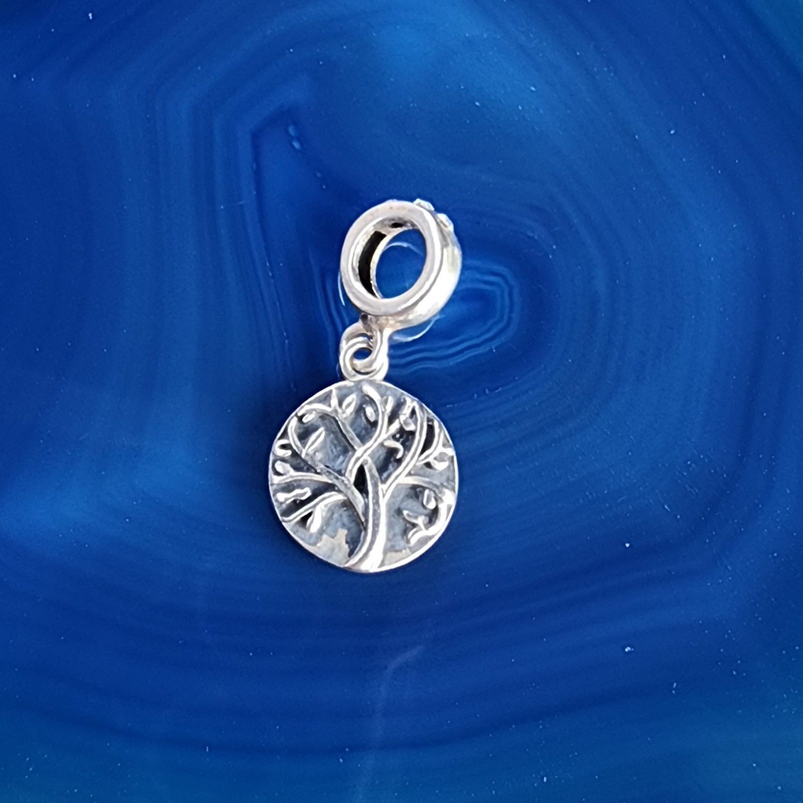 Vintage Sterling Silver Tree Of Life Rhinestone Dangle Charm Pendant Size ONE SIZE - 2 Thumbnail