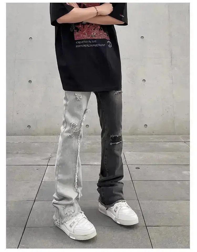 Japanese Brand Distressed contrasting color patchwork jeans Size US 30 / EU 46 - 2 Thumbnail