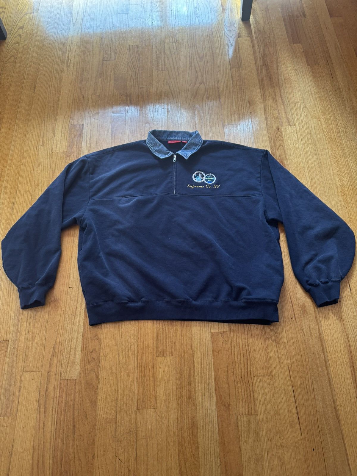 Supreme Denim Collar Half Zip Sweatshirt | Grailed
