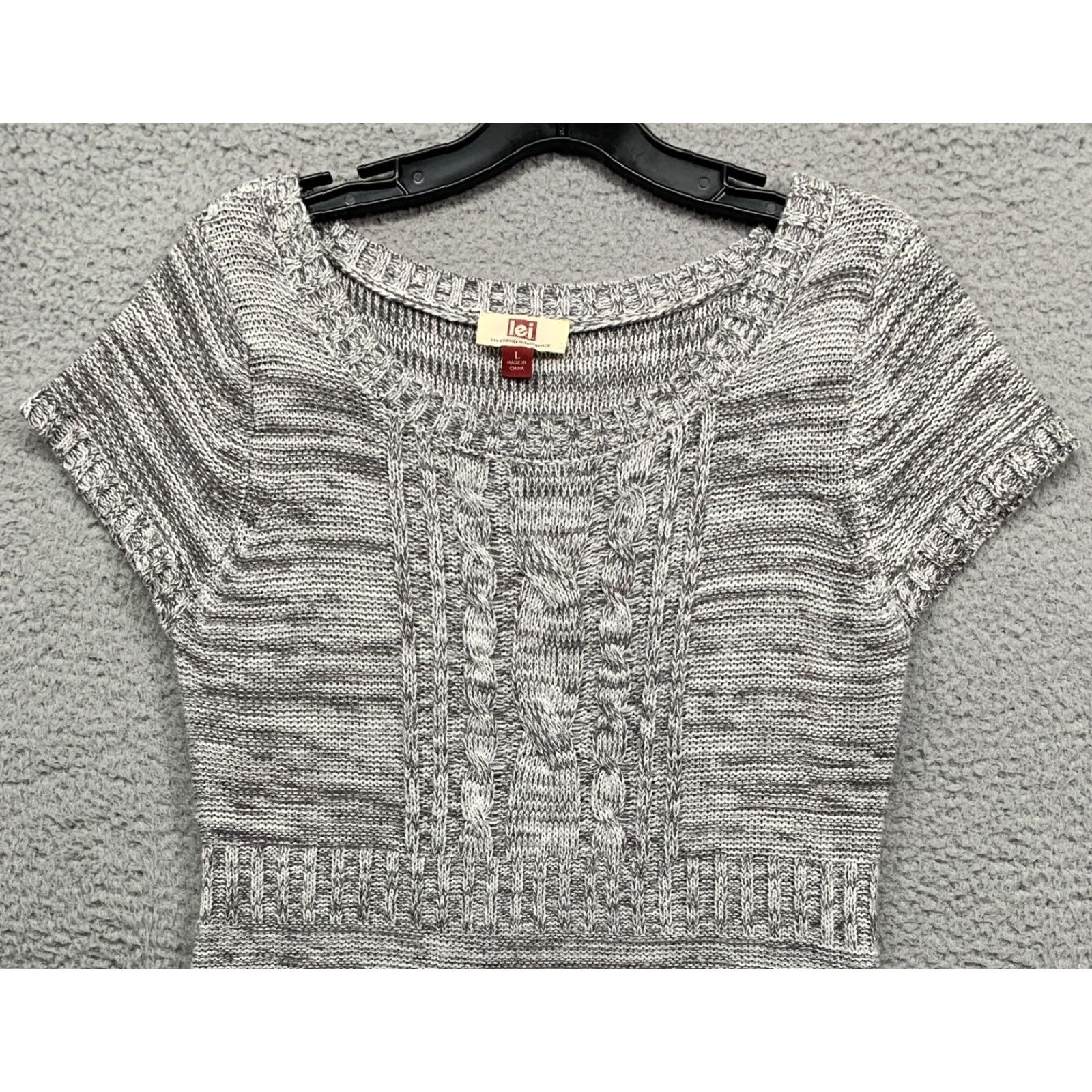 L.E.I. L.e.i. Junior Sweater Dress Short Sleeve Heather Gray 5" Split Hem Soft L Size L / US 10 / IT 46 - 2 Thumbnail