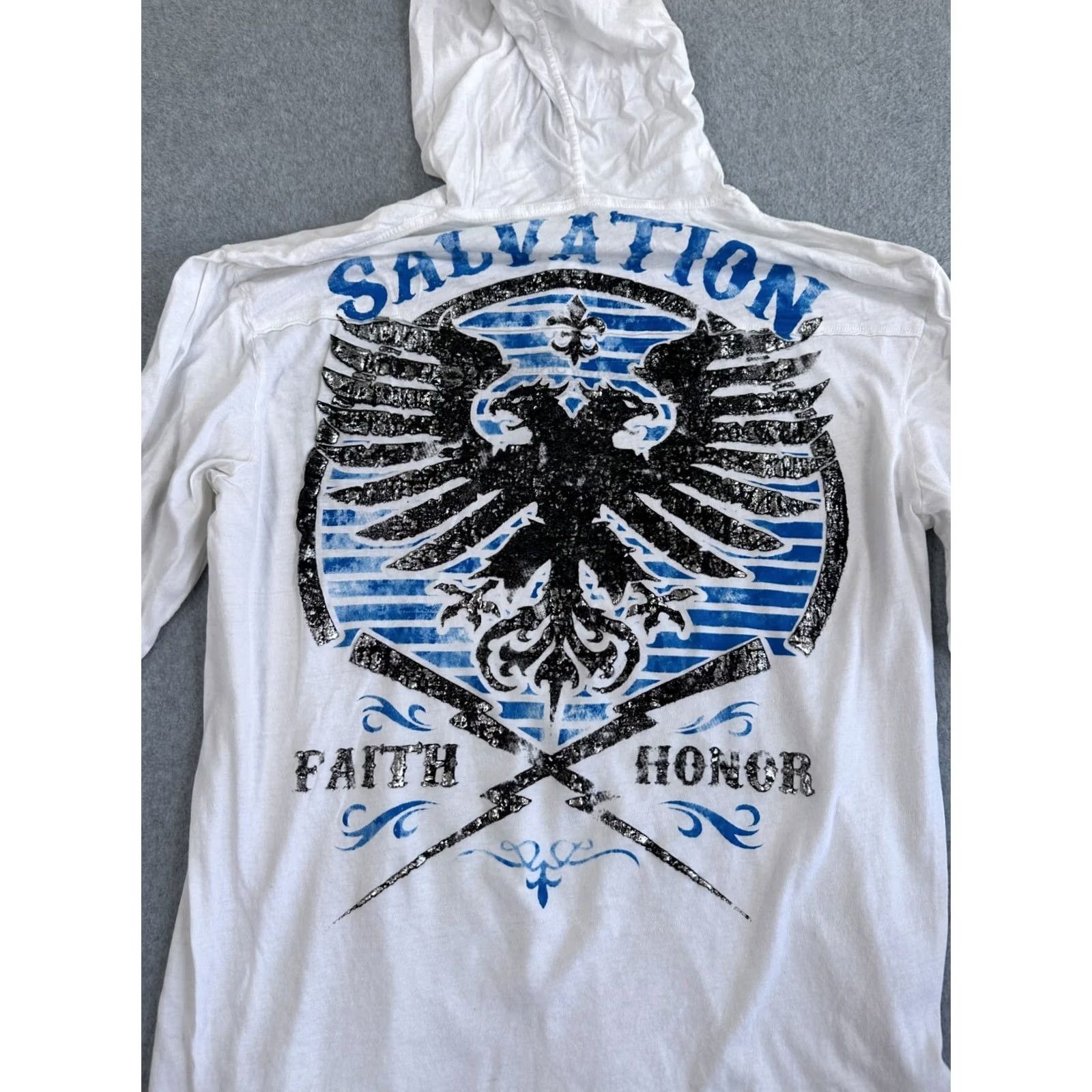 Affliction Affliction Hoodie White XL Pullover Shirt Mens Long Sleeve Solid Pattern Premium Athletics Redemption Winter Classic Comfort Size US XL / EU 56 / 4 - 4 Thumbnail