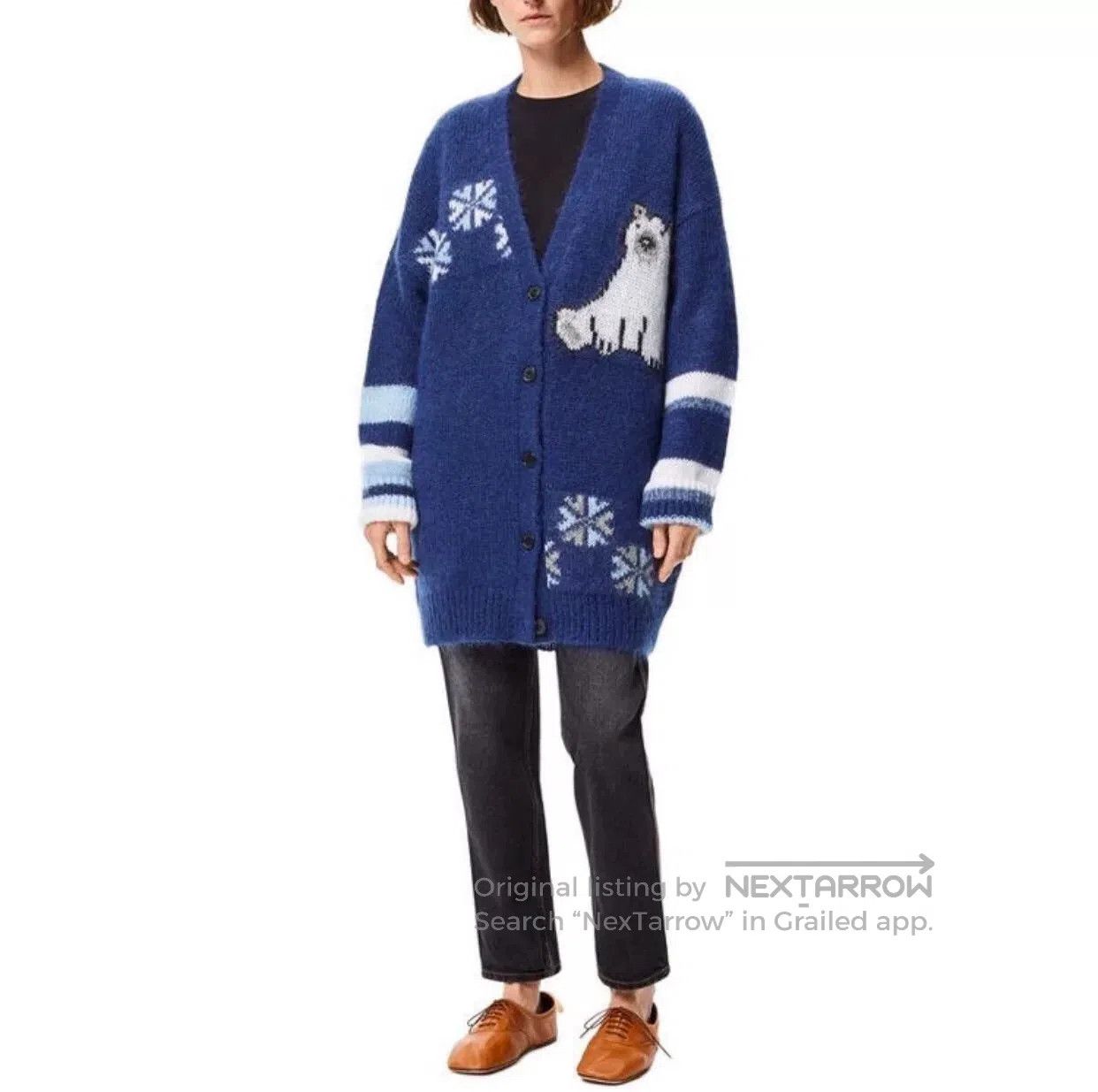 Loewe navy blue snowflake knit cardigan from Loewe. Size US S / EU 44-46 / 1 - 9 Thumbnail