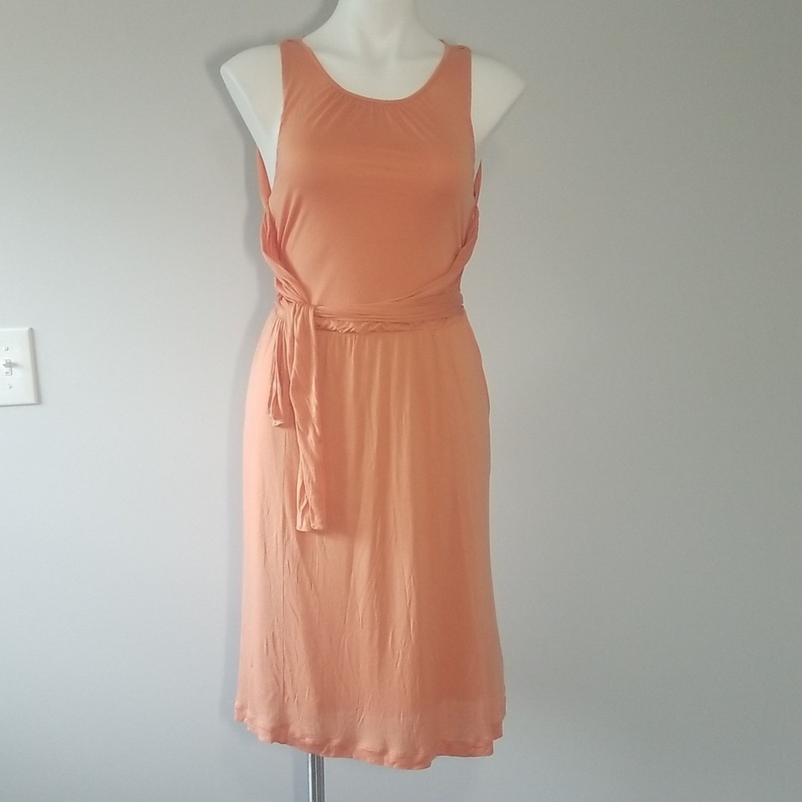 Ann Taylor Ann Taylor Petite Orange Coral Tie Waist Sheath Midi Dress Size M / US 6-8 / IT 42-44 - 1 Thumbnail