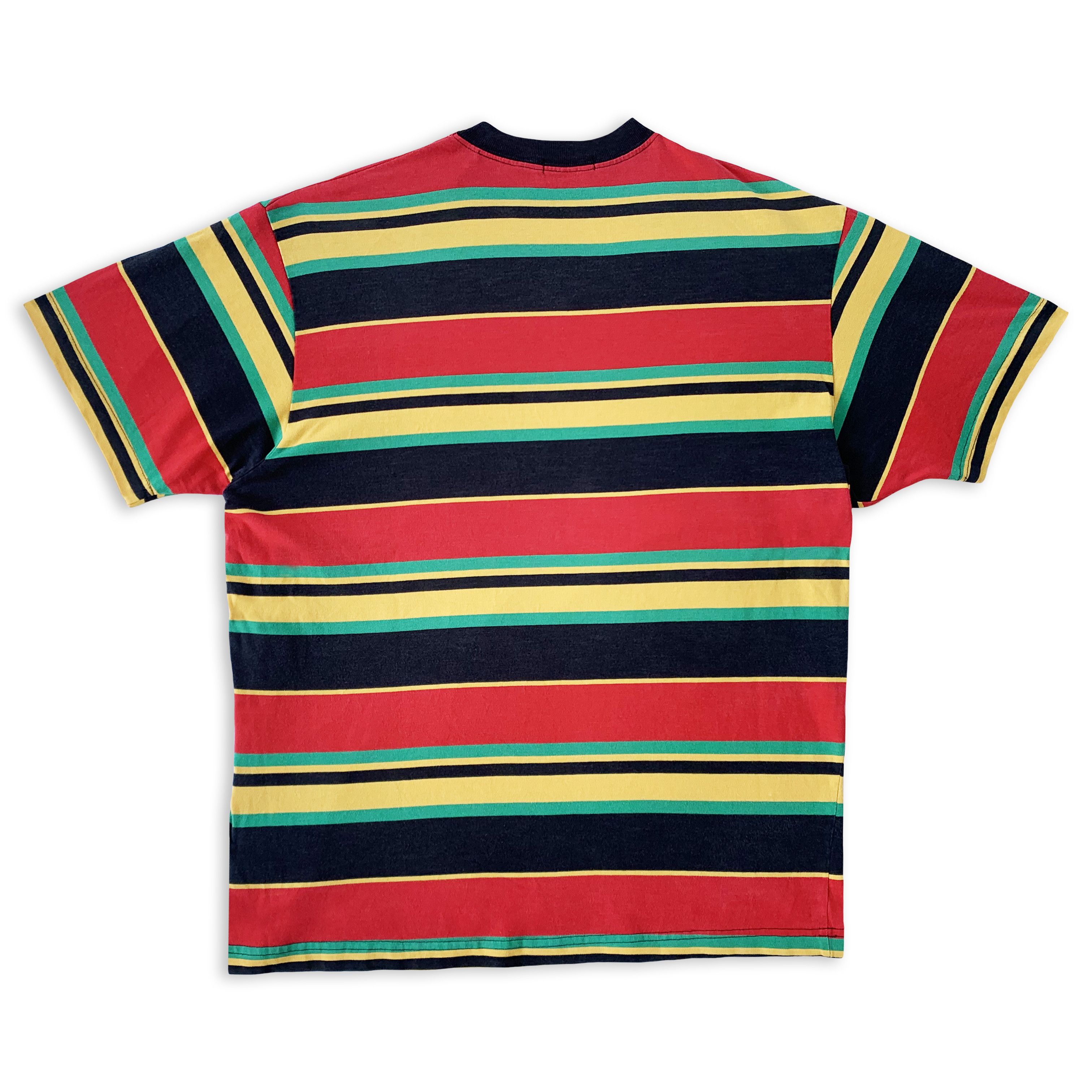 Stussy RARE Vintage 80s STUSSY T shirt Rasta Jamaica Striped Tee Size US XL / EU 56 / 4 - 3 Thumbnail