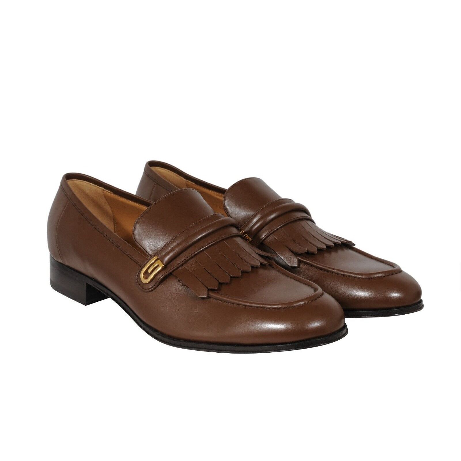 Gucci Mirrored G Fringe Loafers Brown Leather - 02448 Size US 12.5 / EU 45-46 - 13 Thumbnail