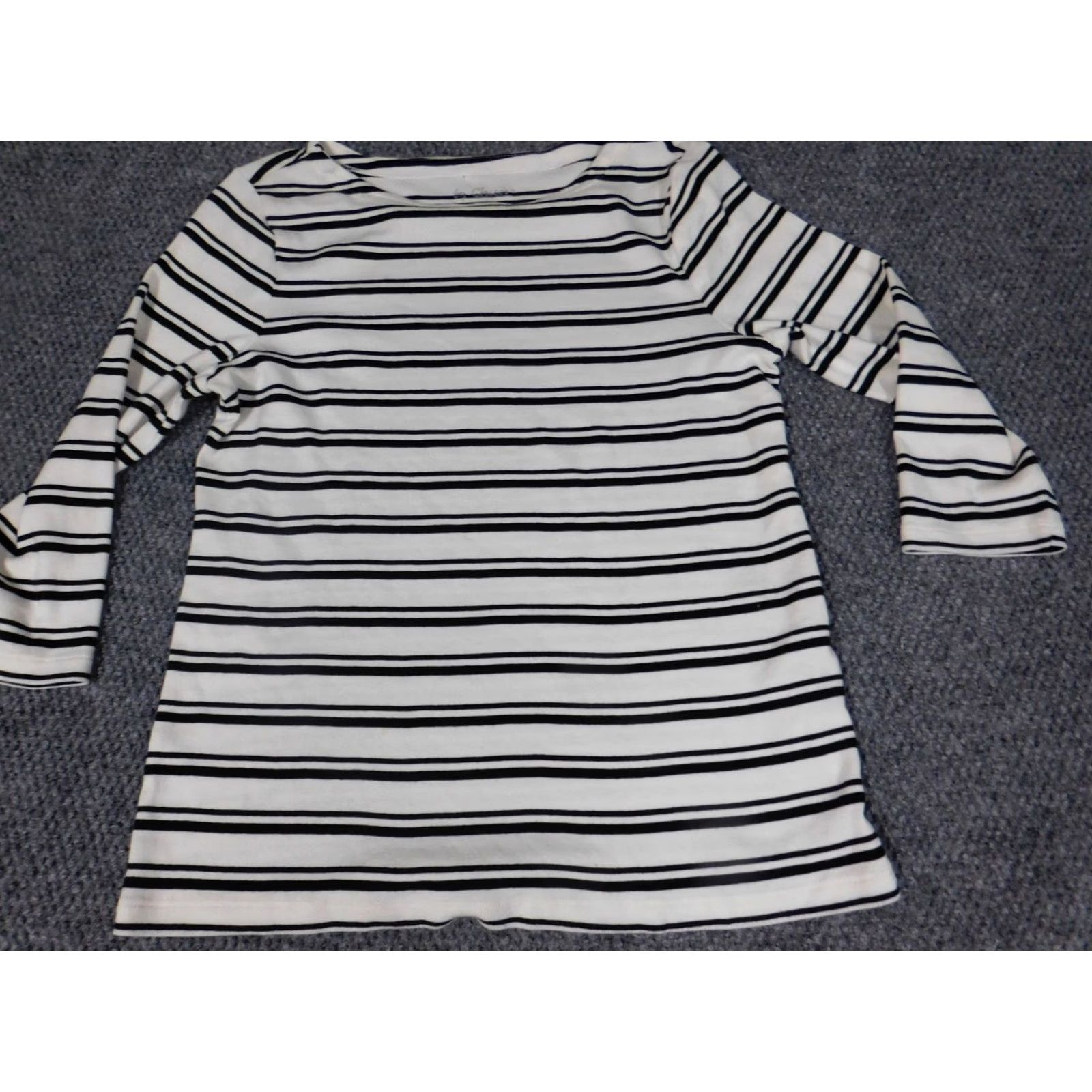 Vintage Chicos Blouse Shirt Women 1 Beige Cotton Striped Crew Neck Pullover Knit Long Sleeve Casual Button 100% Cotton Regular Vintage No Size XS / US 0-2 / IT 36-38 - 3 Thumbnail