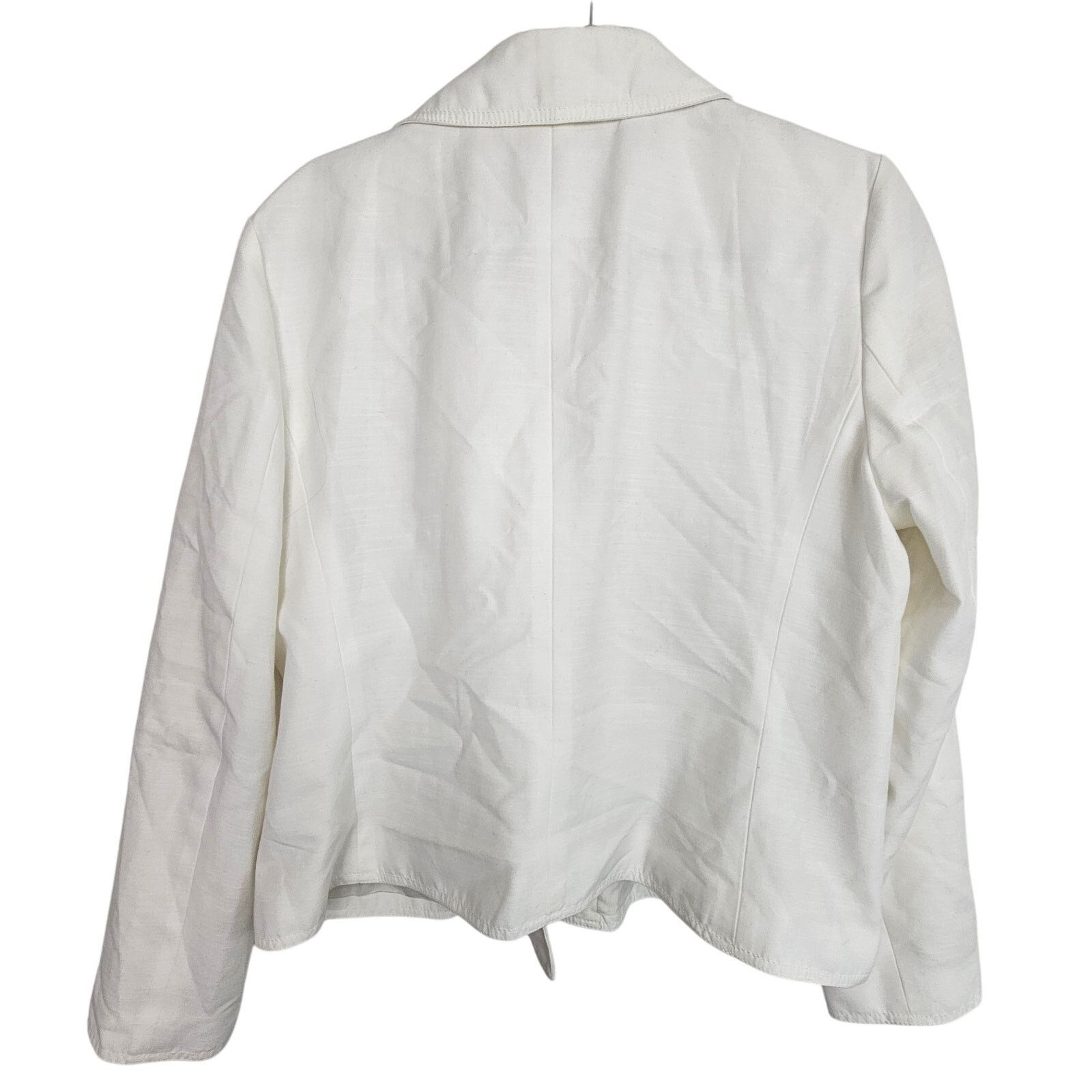 Ann Taylor Ann Taylor Ivory Blazer Jacket Asymetric Zip Biker Jacket 12 Size XL / US 12-14 / IT 48-50 - 8 Thumbnail