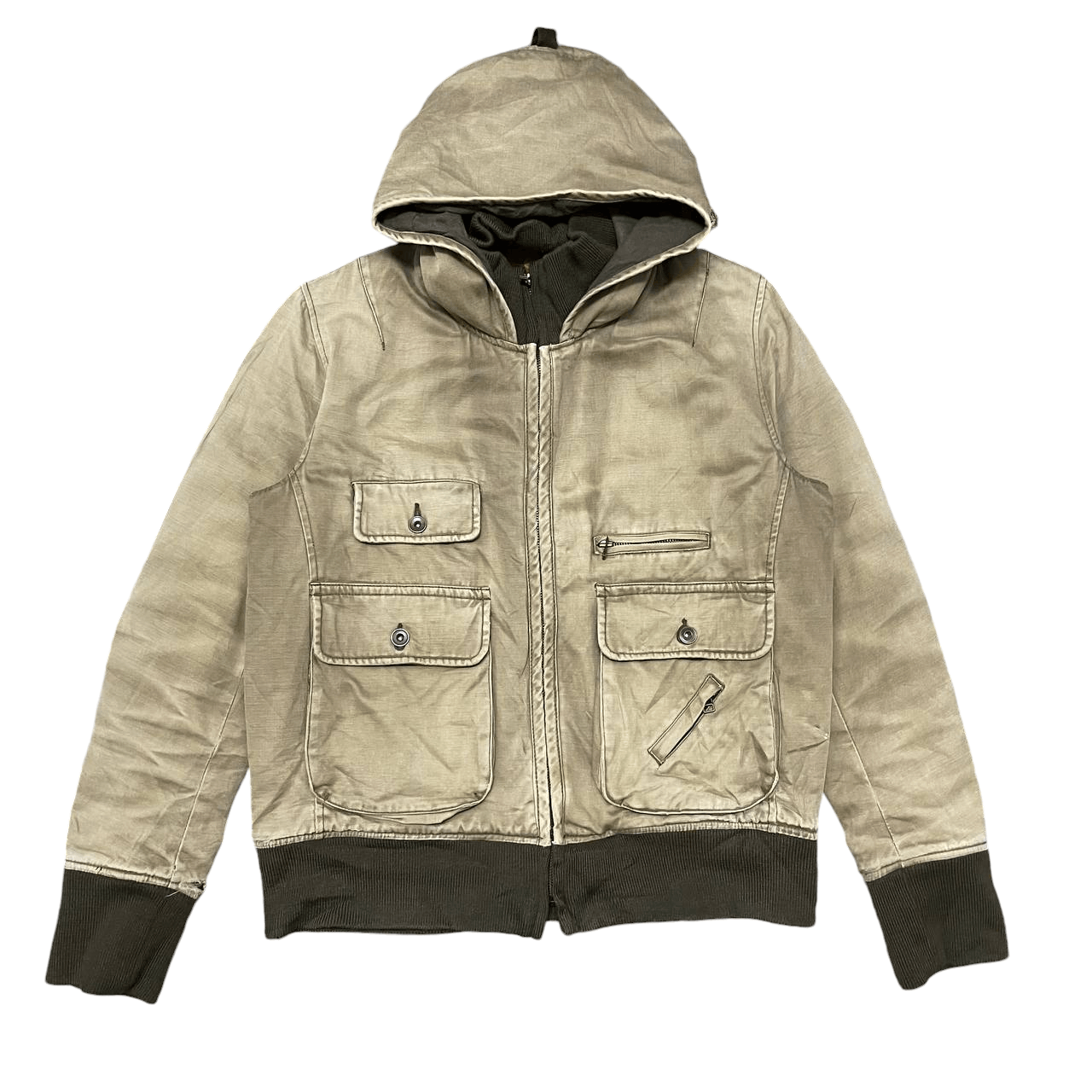 Japanese Brand Vintage Red Button Tactical Multi Pocket Hooded Jacket Size US M / EU 48-50 / 2 - 1 Thumbnail