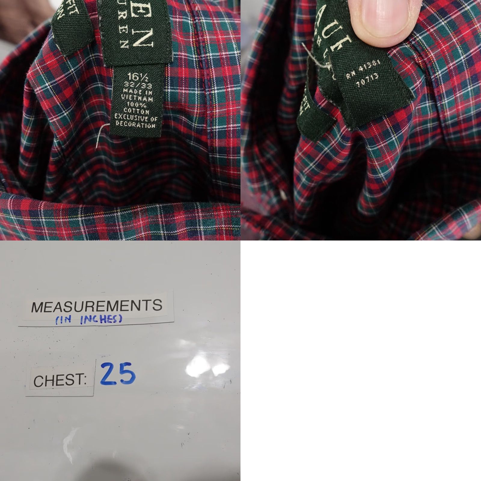 Ralph Lauren LAUREN Ralph Lauren Button-Up Shirt Mens XL Red Plaid Classic Fit Non-Iron Long Sleeve Embroidered Size 46R - 8 Thumbnail