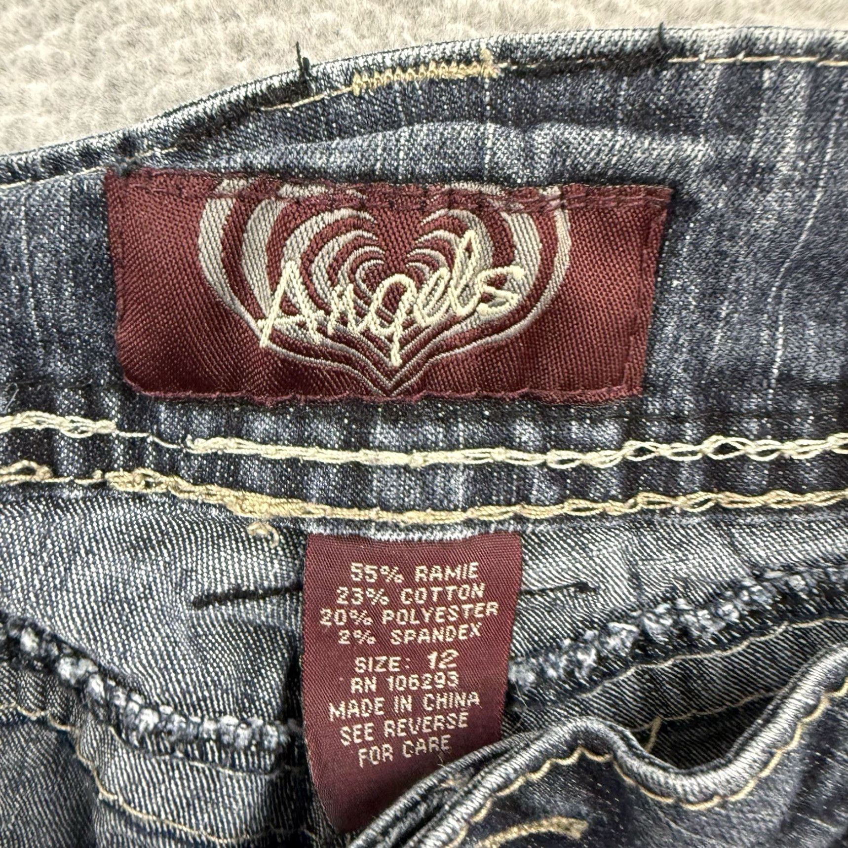 Vintage Angels Jeans Women Size 12 Blue Bootcut Denim Pants Stretch Boot Flared Y2k 00s Jeans Womens Boys Girls Mens Size 24" / US 00 / IT 34 - 6 Thumbnail