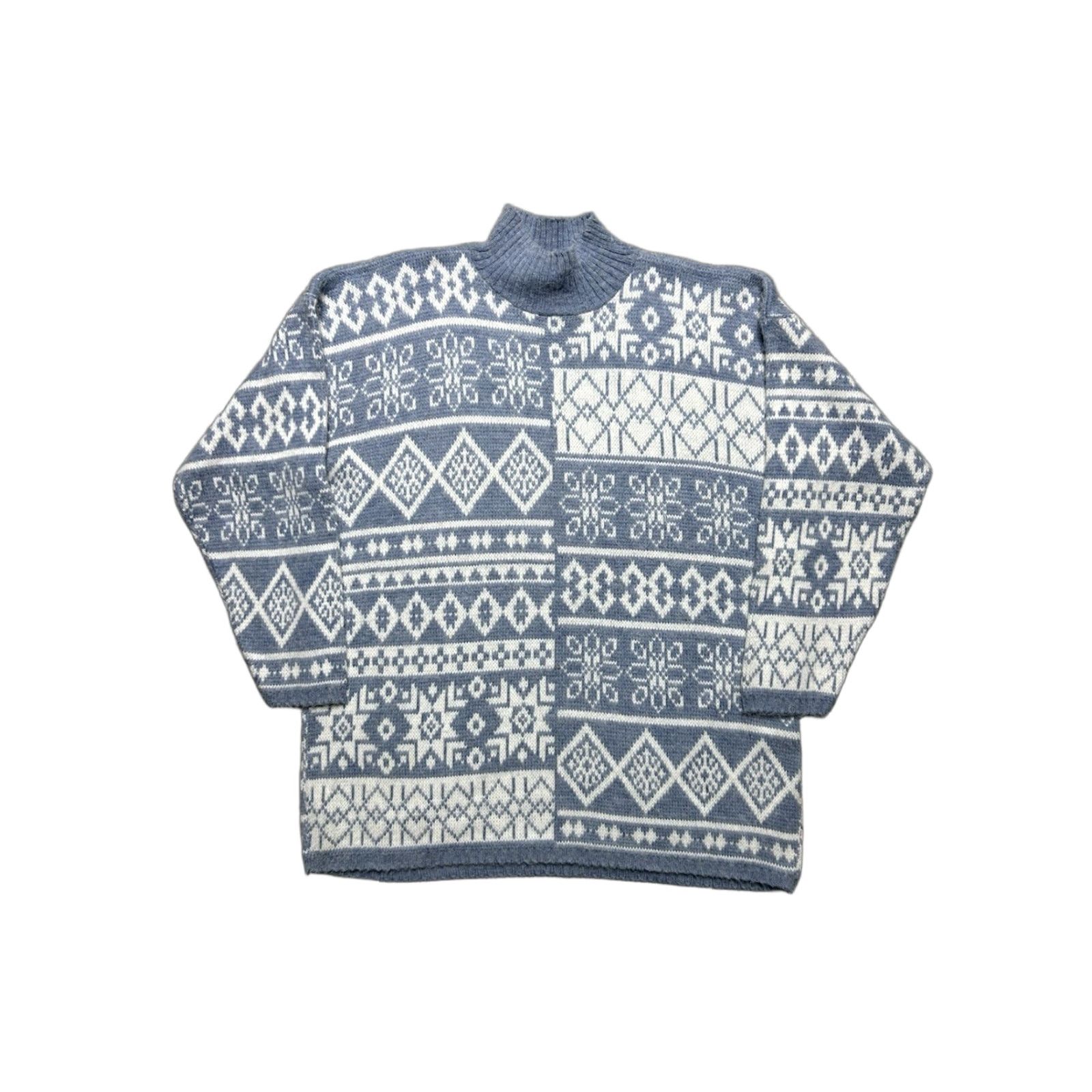 Vintage VINTAGE Nordic Icelandic blue white snowflake acrylic knit sweater Adult Large Sweater Mens White Size US L / EU 52-54 / 3 - 1 Thumbnail