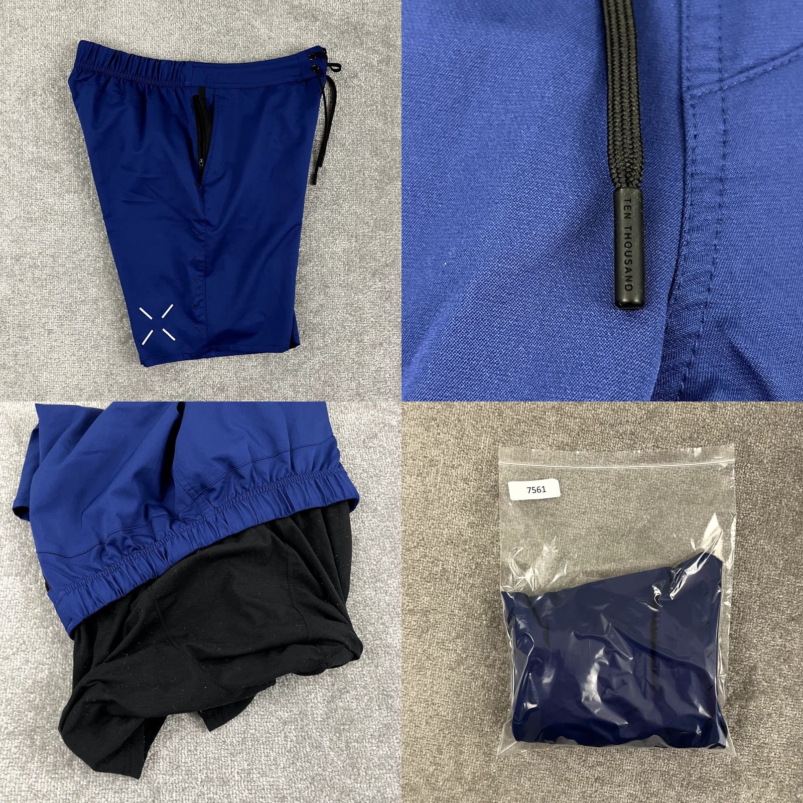 Ten Thousand TEN THOUSAND Shorts Mens Large 9" Blue Lined Foundation Running Workout Wool Size US 33 - 8 Thumbnail