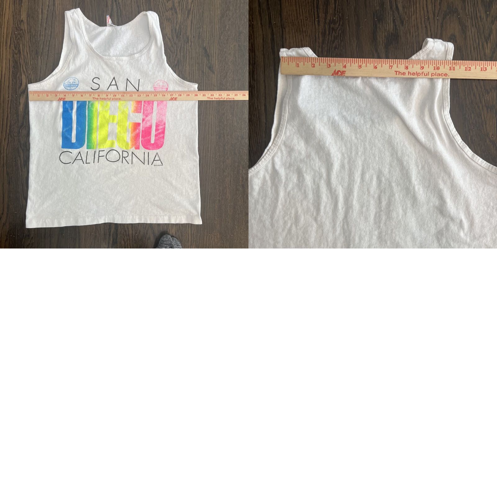 Fruit Of The Loom VINTAGE 1986 San Diego California Tank Top Men Large Cotton Neon Graphics 80s Beach Sportswear Mens Size US L / EU 52-54 / 3 - 8 Thumbnail