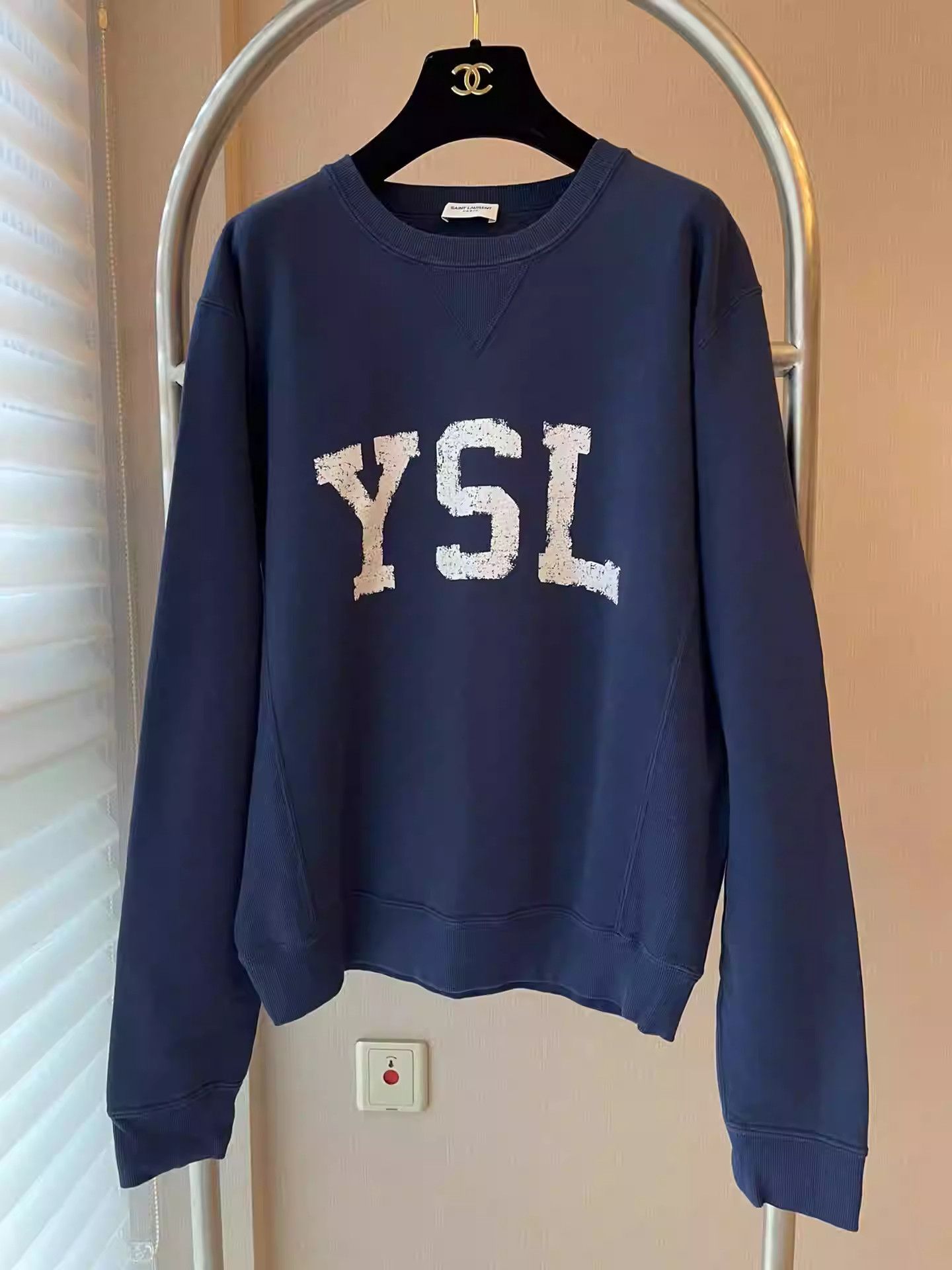Saint Laurent Paris Saint Laurent Navy Fleece Sweatshirt Size US S / EU 44-46 / 1 - 1 Thumbnail