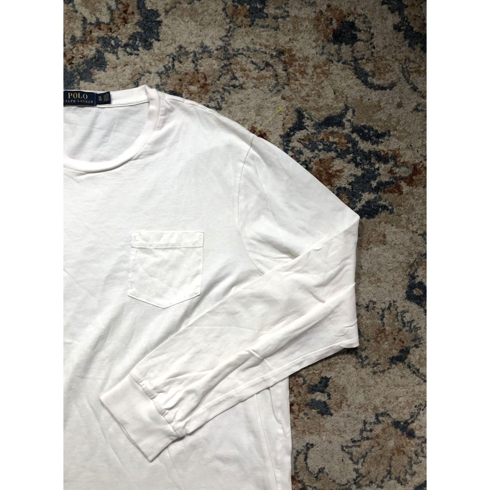 Polo Ralph Lauren Polo Ralph Lauren Shirt Mens XL White Long Sleeve Pocket Tee Logo Crewneck Size US XL / EU 56 / 4 - 4 Thumbnail