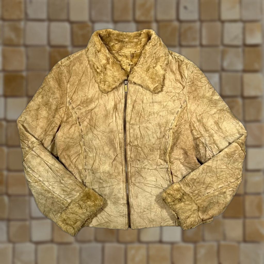 Vintage VINTAGE 90's WINLIT Brown Beige Real Suede Leather Faux Fur Zip Jacket Women's L Jacket Women's L Brown Beige Suede Faux Fur 90s Style Womens Size L / US 10 / IT 46 - 1 Thumbnail