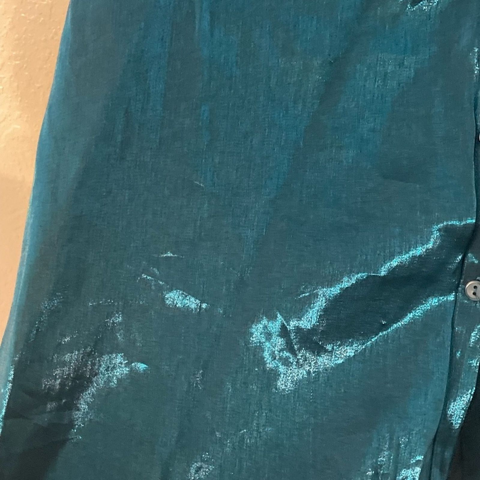 Other Notations Green Shimmery Button Down Blouse Size XL Size XL / US 12-14 / IT 48-50 - 3 Thumbnail