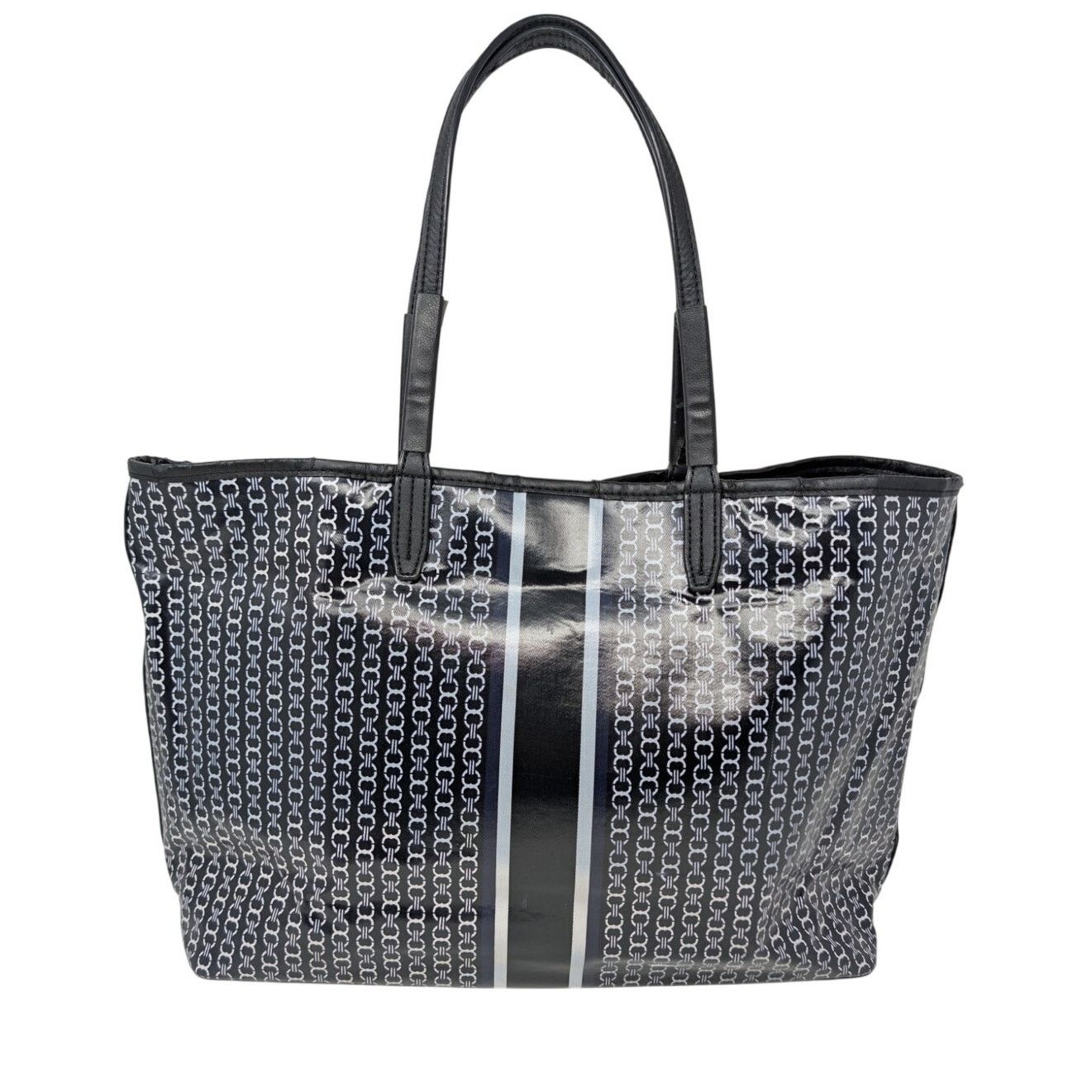 Tory Burch Tory Burch Gemini Link Tote Black Logo Print Coated Canvas Size ONE SIZE - 2 Thumbnail